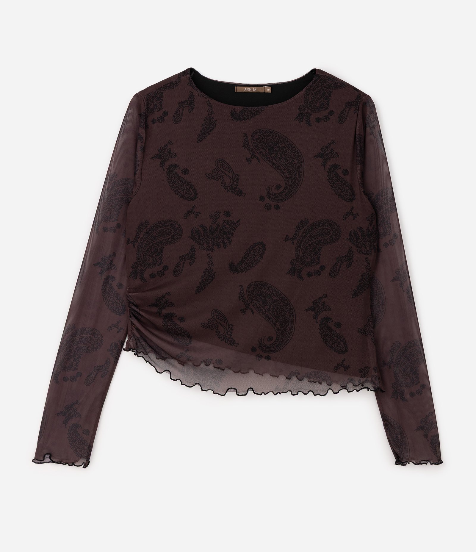 Blusa Tule Paisley Curve & Plus Size Marrom 6