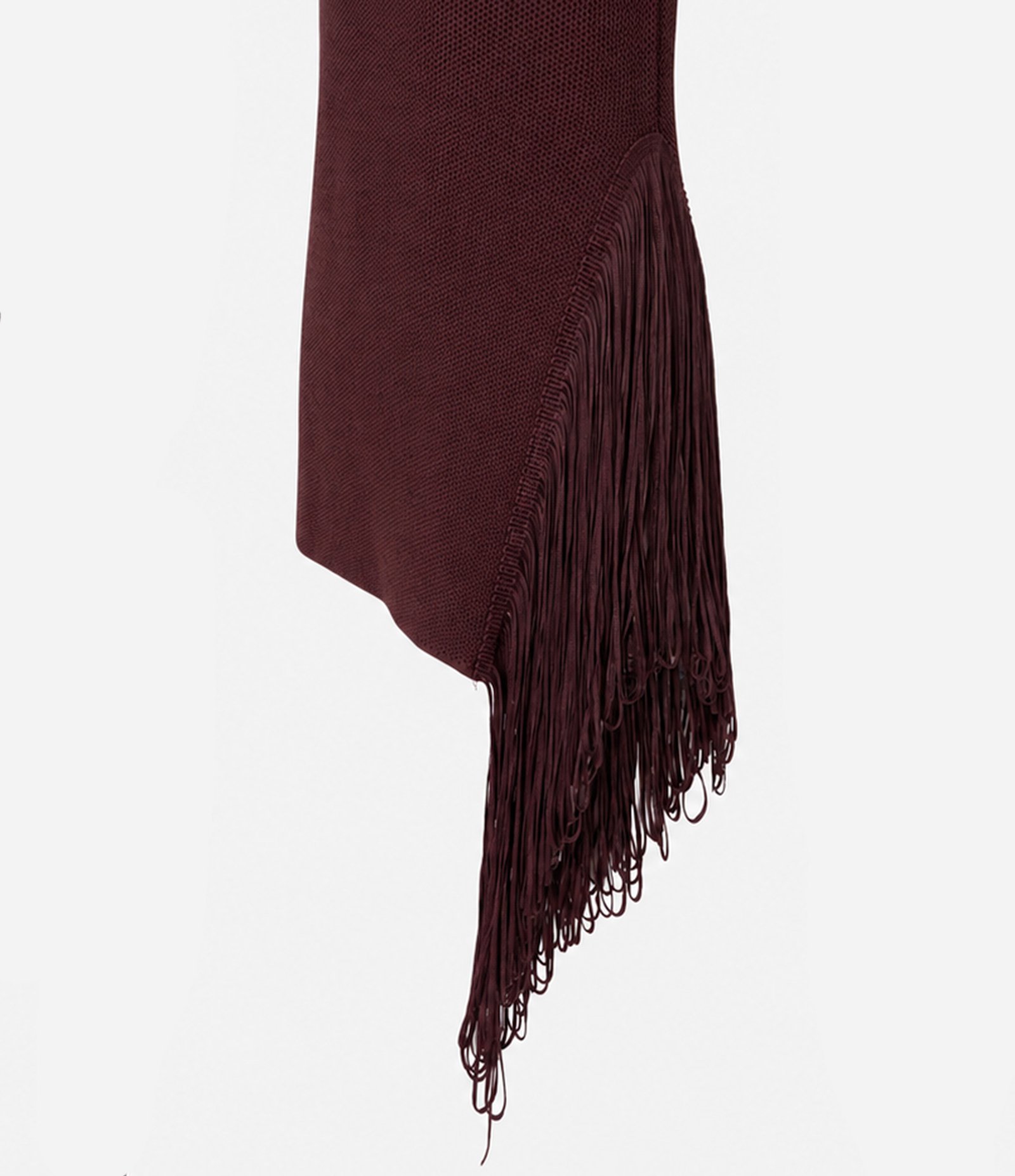 Blusa Alongada em Tricô com Franjas Marrom 6