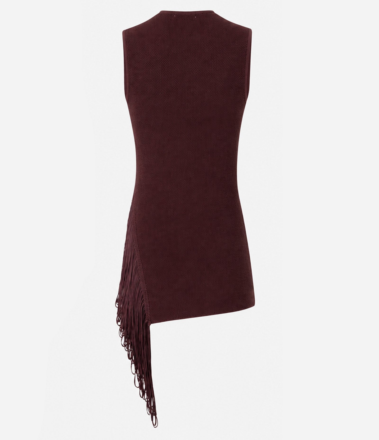 Blusa Alongada em Tricô com Franjas Marrom 7