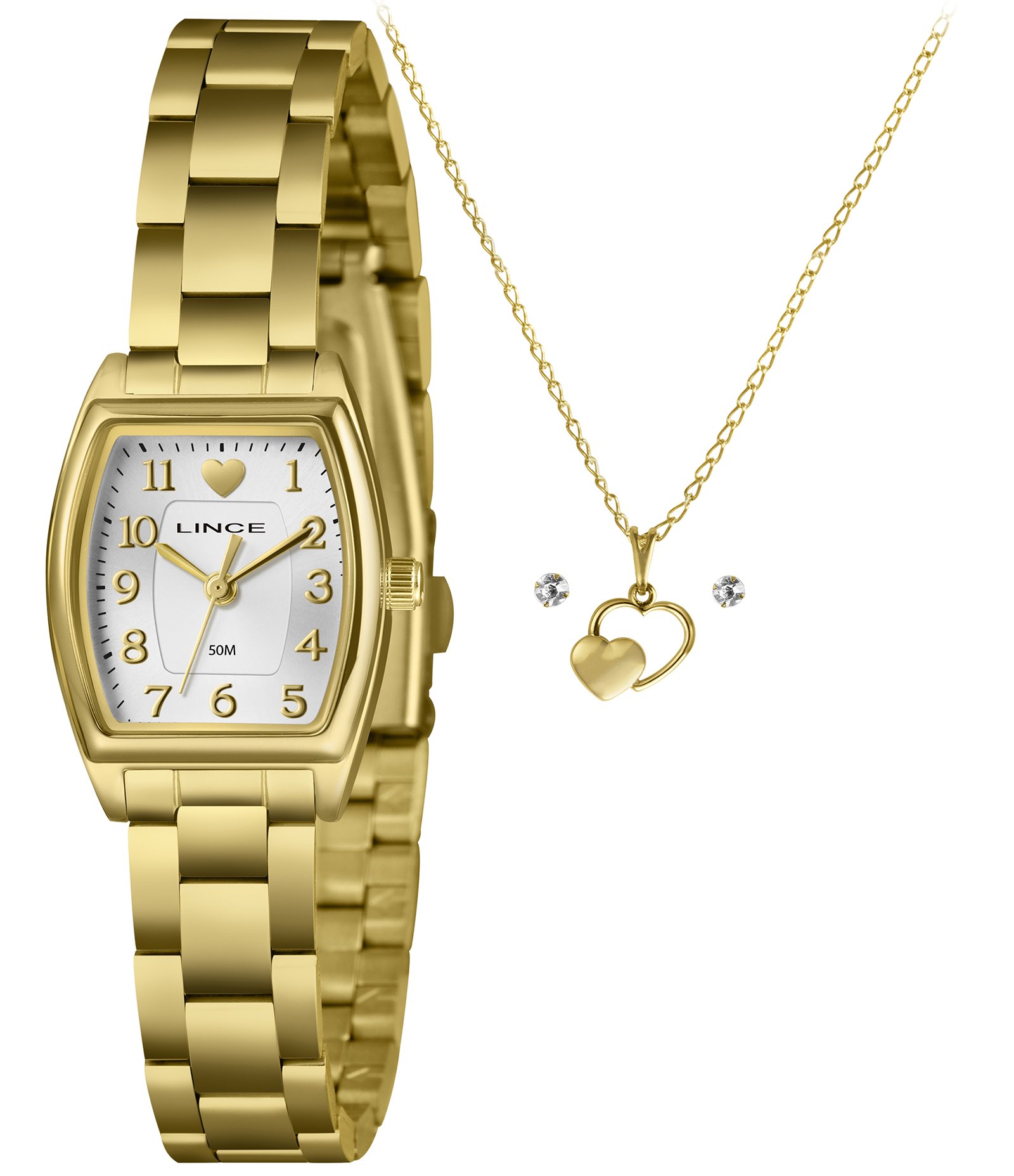 Relógio Analógico Lince Em Aço LQGH306L22 K0LGS2KX Dourado 1
