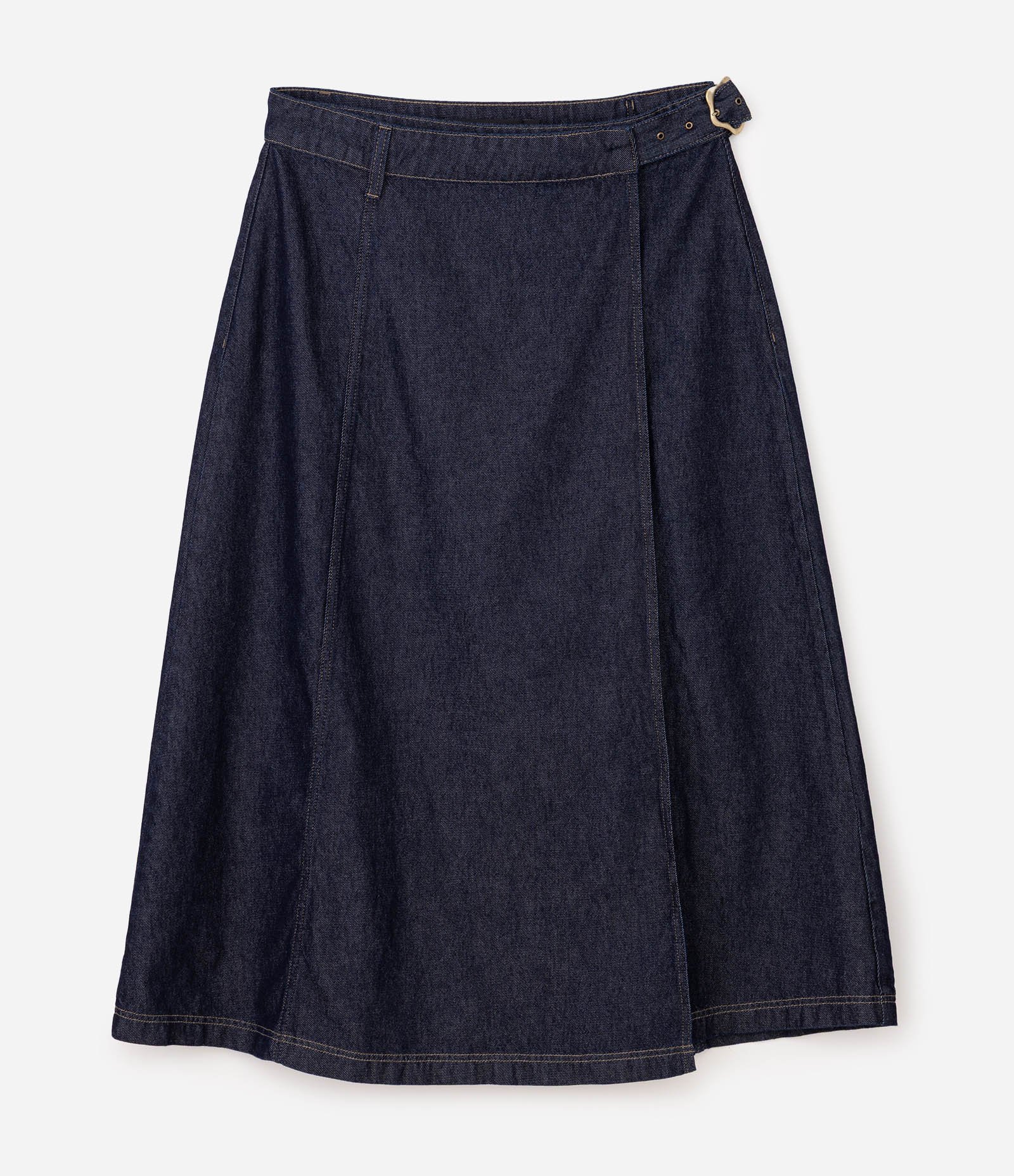 Saia Midi em Jeans com Fivela Curve & Plus Size Azul 5