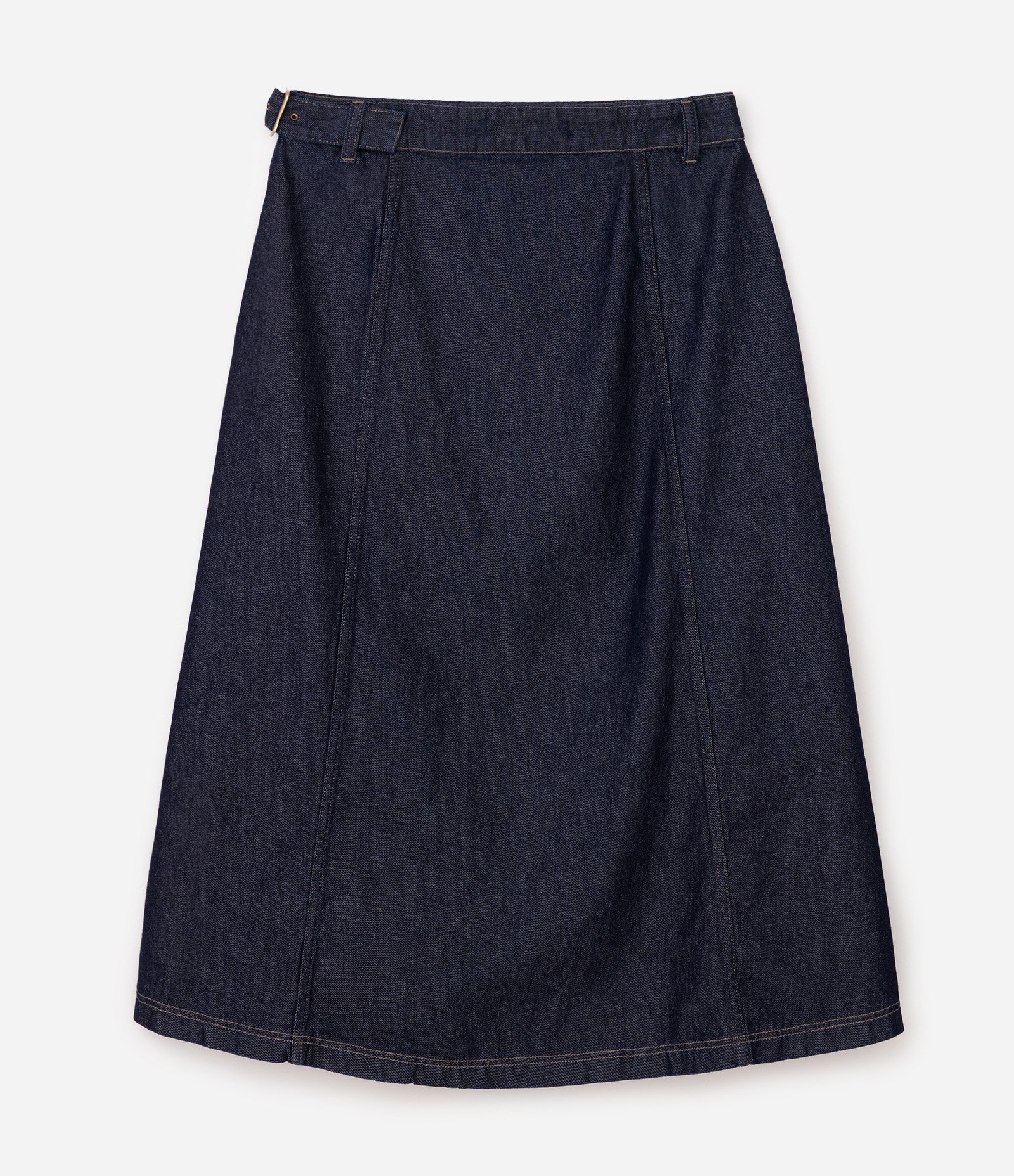 Saia Midi em Jeans com Fivela Curve & Plus Size Azul 6