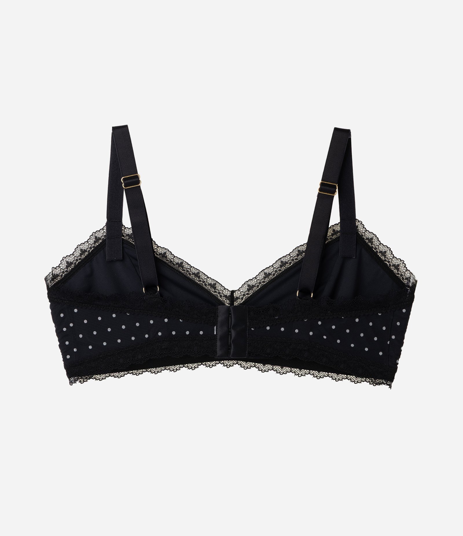Sutiã Top em Tule com Detalhes em Renda e Estampa Poá Curve & Plus Size Preto 2