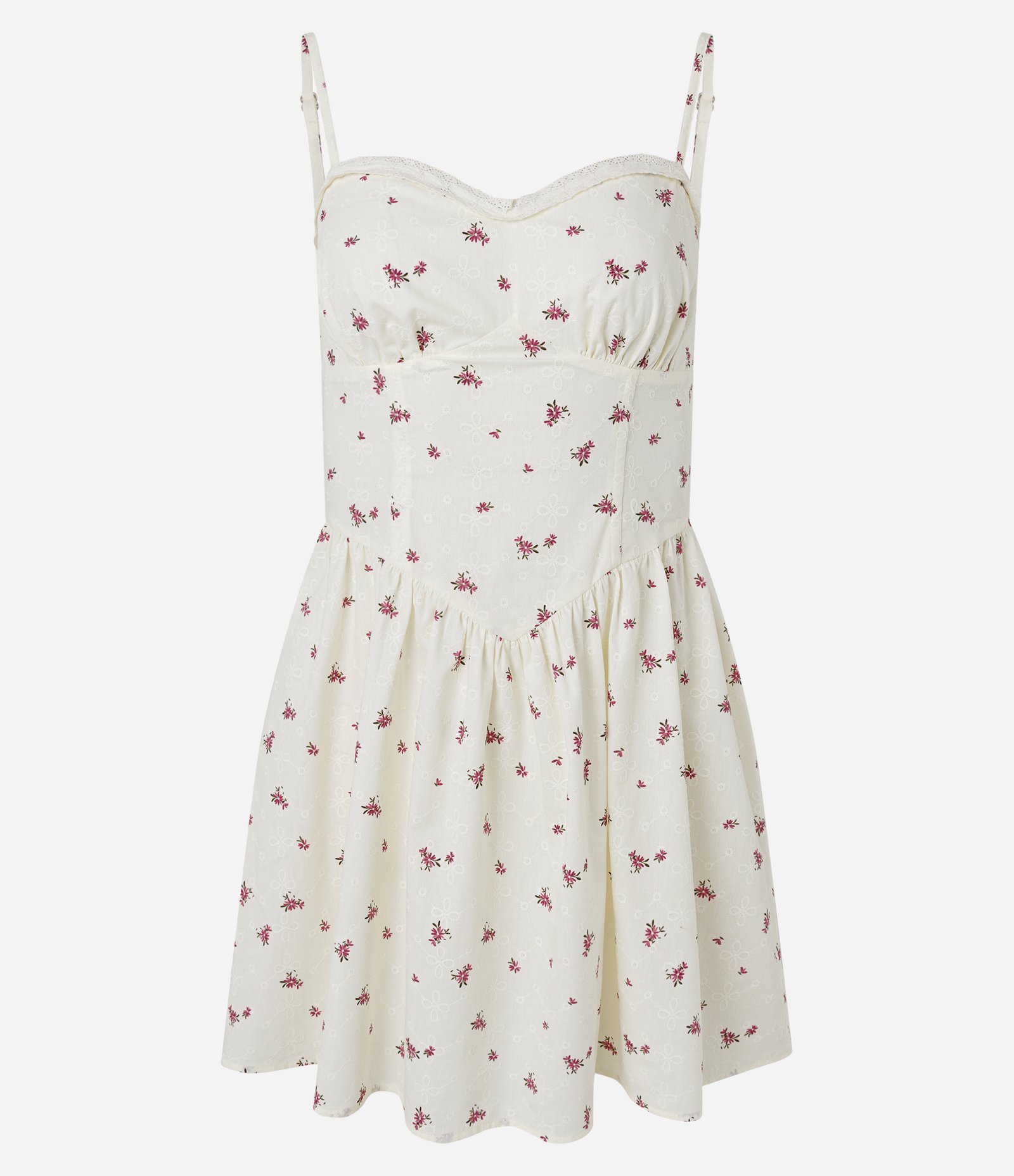 Vestido Curto Corsetada em Tricoline com Estampa Floral Liberty Off White 5