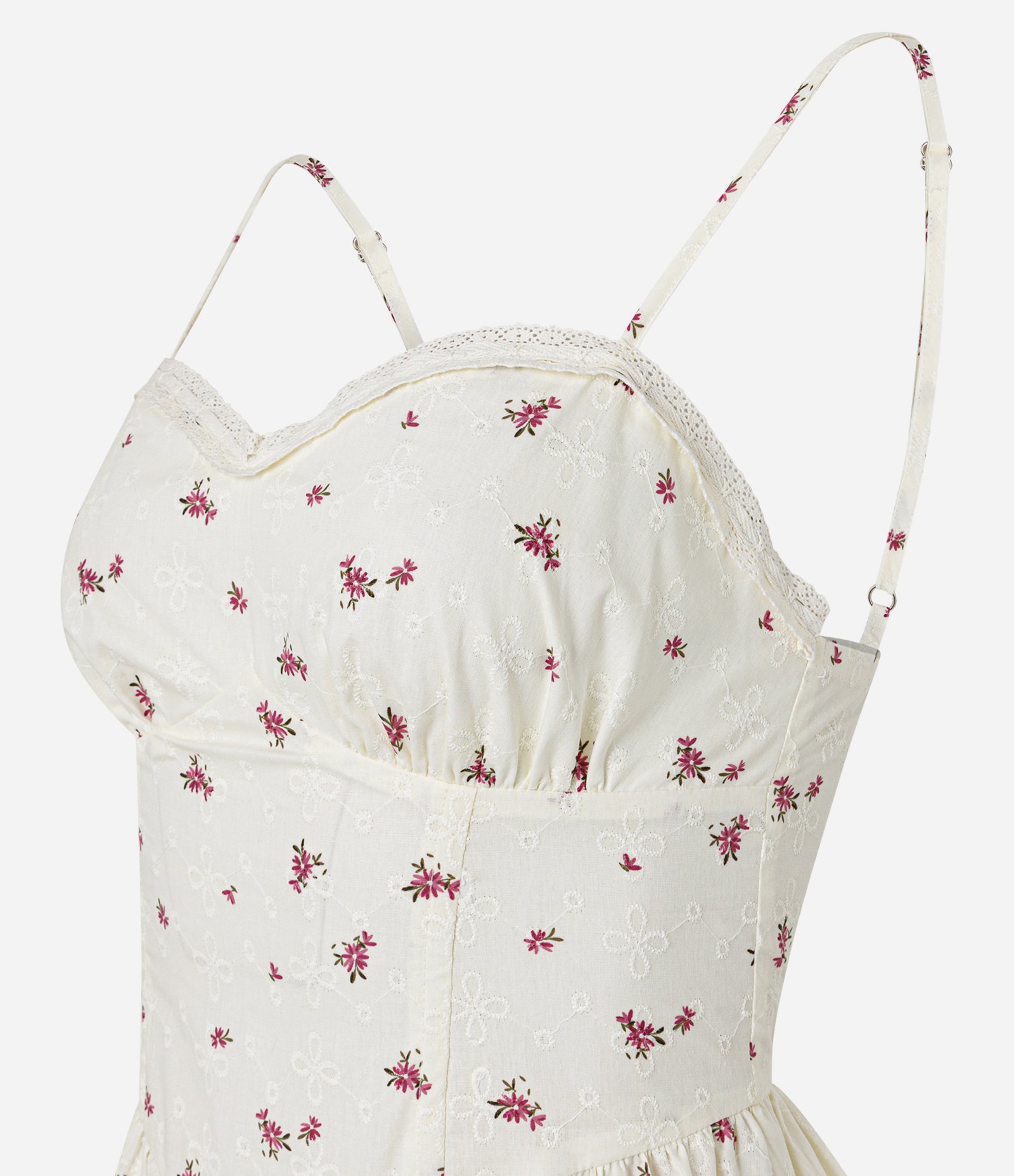 Vestido Curto Corsetada em Tricoline com Estampa Floral Liberty Off White 6