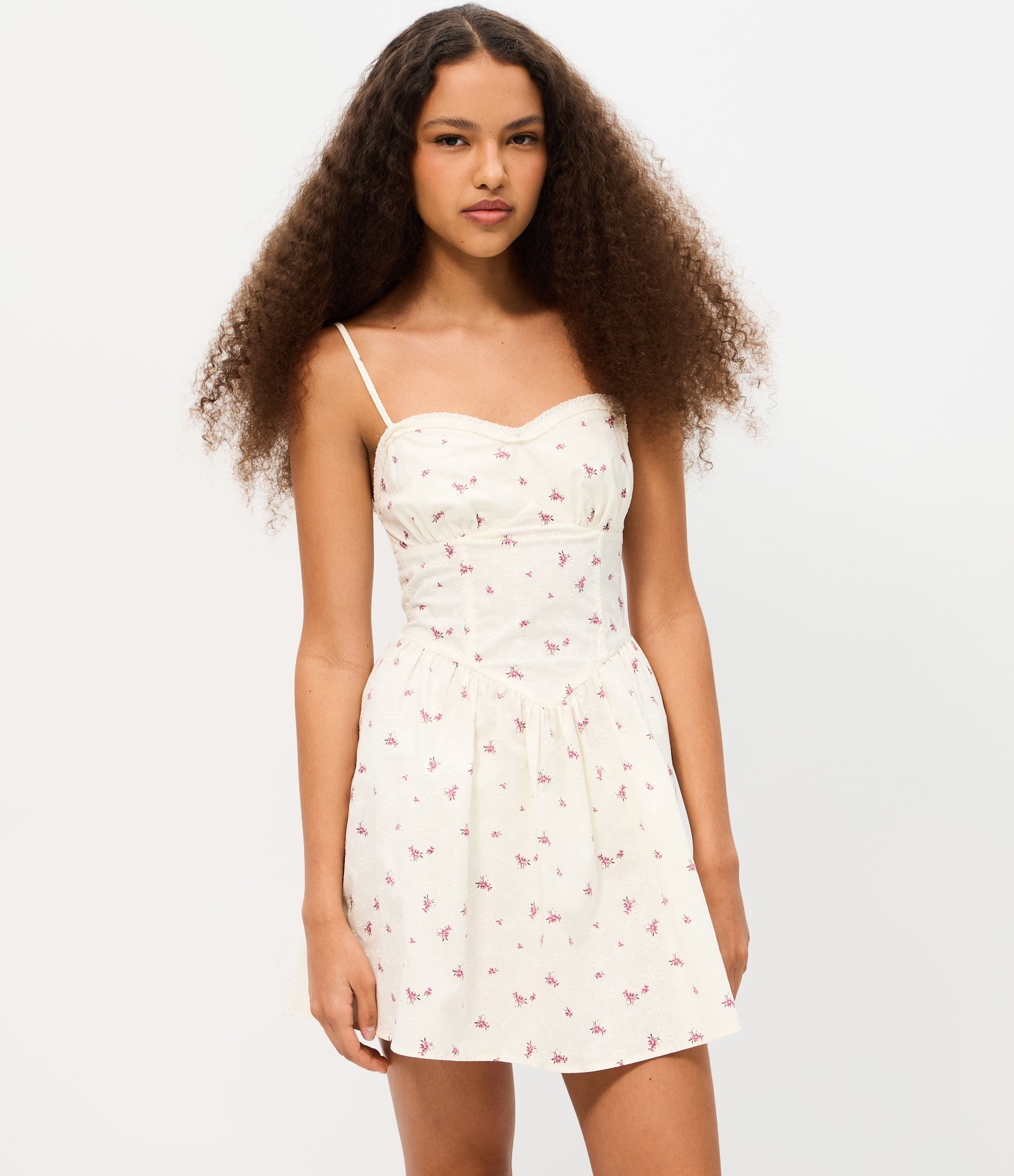 Vestido Curto Corsetada em Tricoline com Estampa Floral Liberty Off White 2