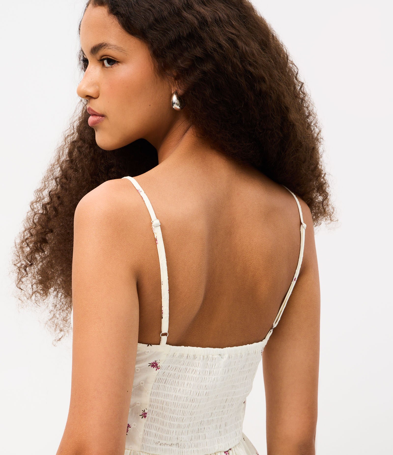 Vestido Curto Corsetada em Tricoline com Estampa Floral Liberty Off White 4