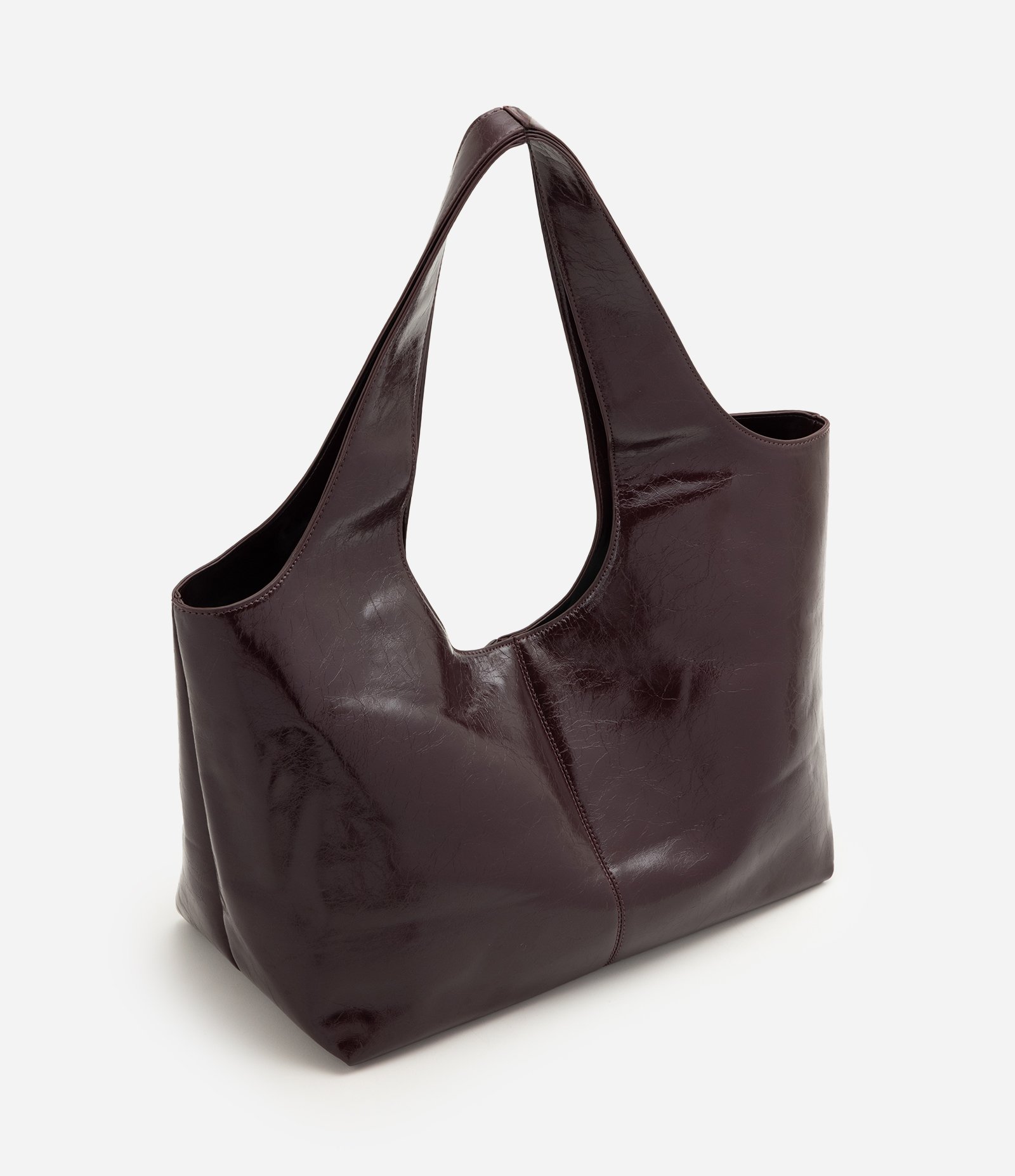 Bolsa Shopper Grande em PU com Alça Larga Vinho 1