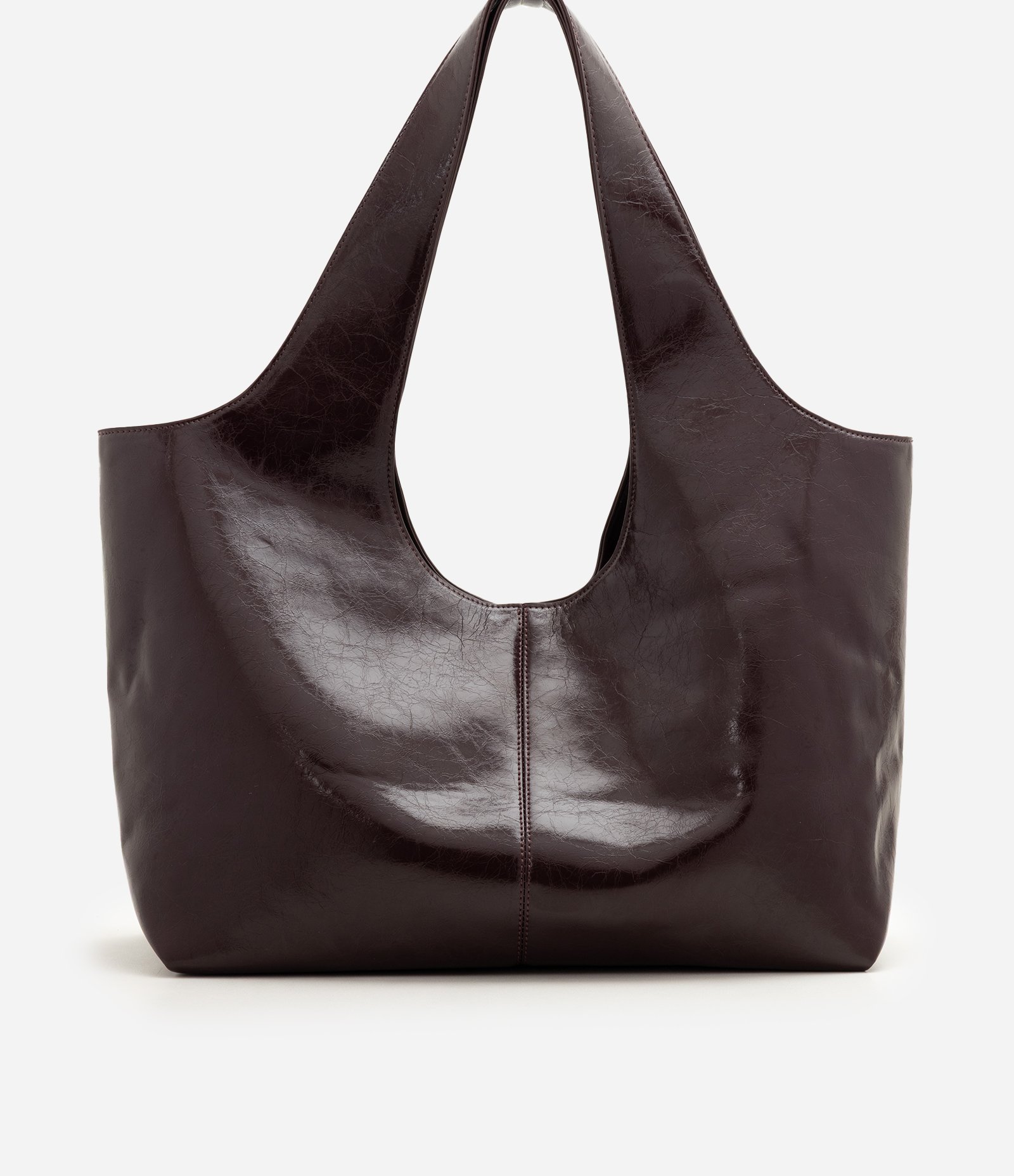 Bolsa Shopper Grande em PU com Alça Larga Vinho 3