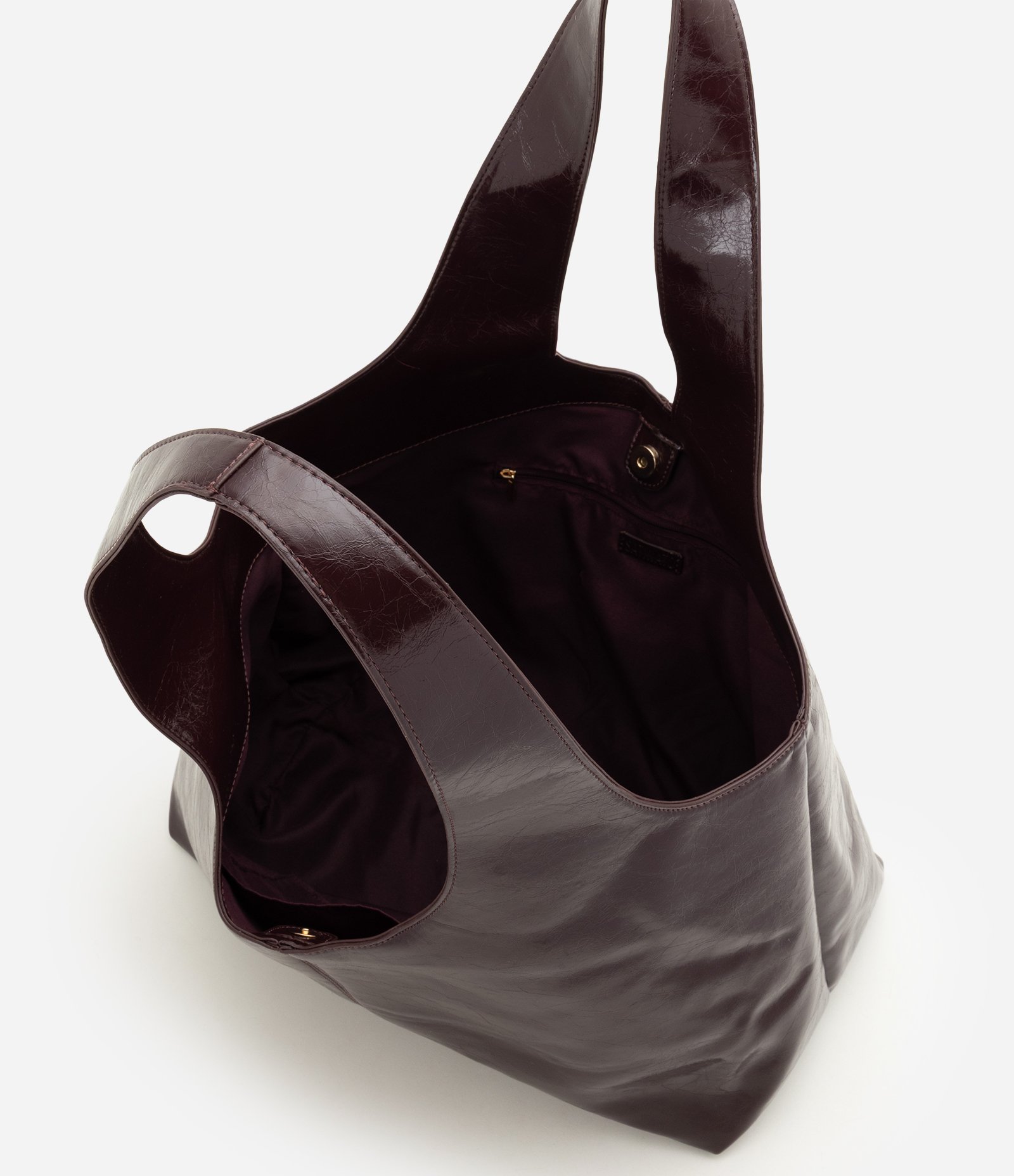 Bolsa Shopper Grande em PU com Alça Larga Vinho 4