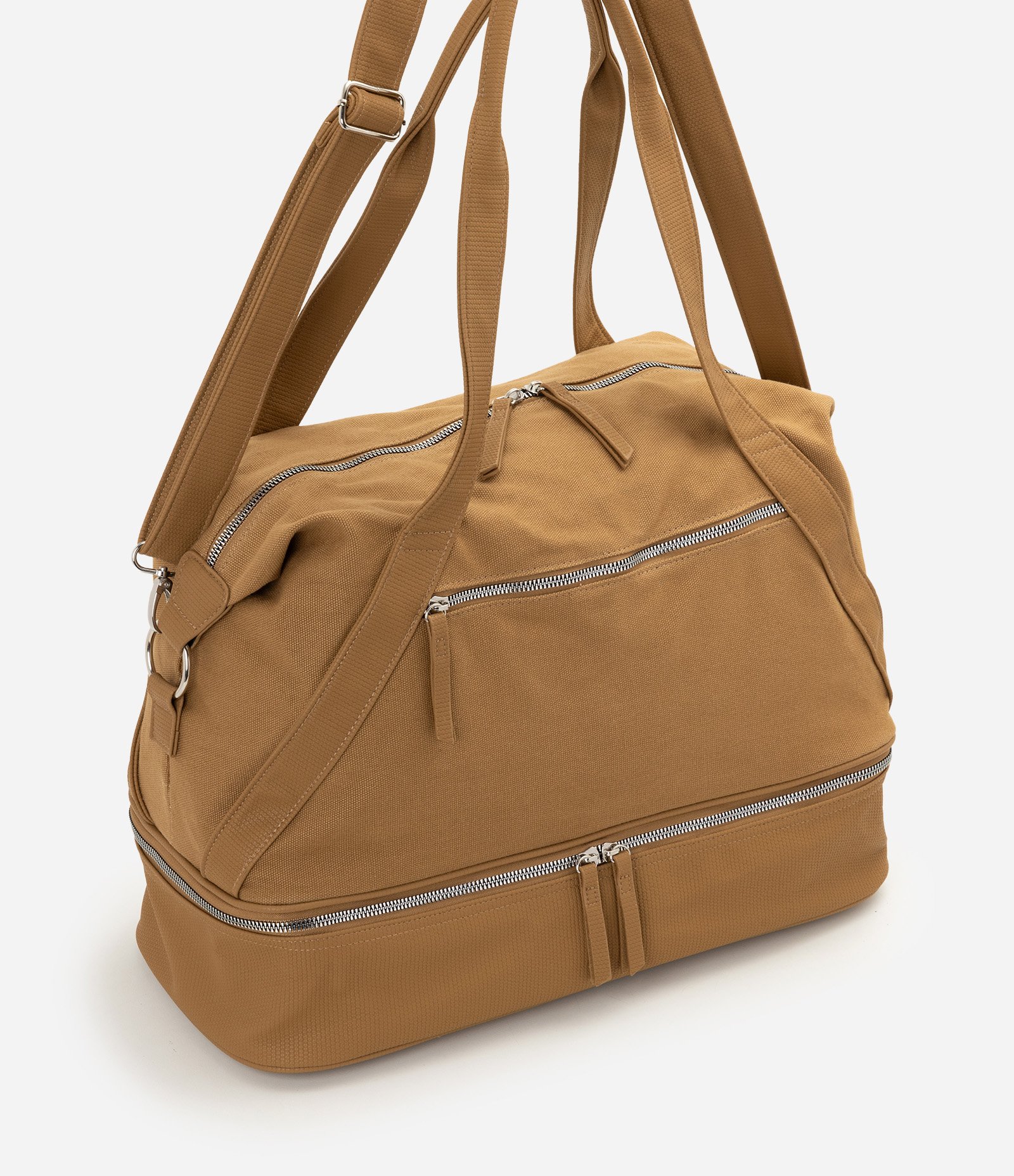 Bolsa Mala com Alça de Mão e Alça Longa Bege 2