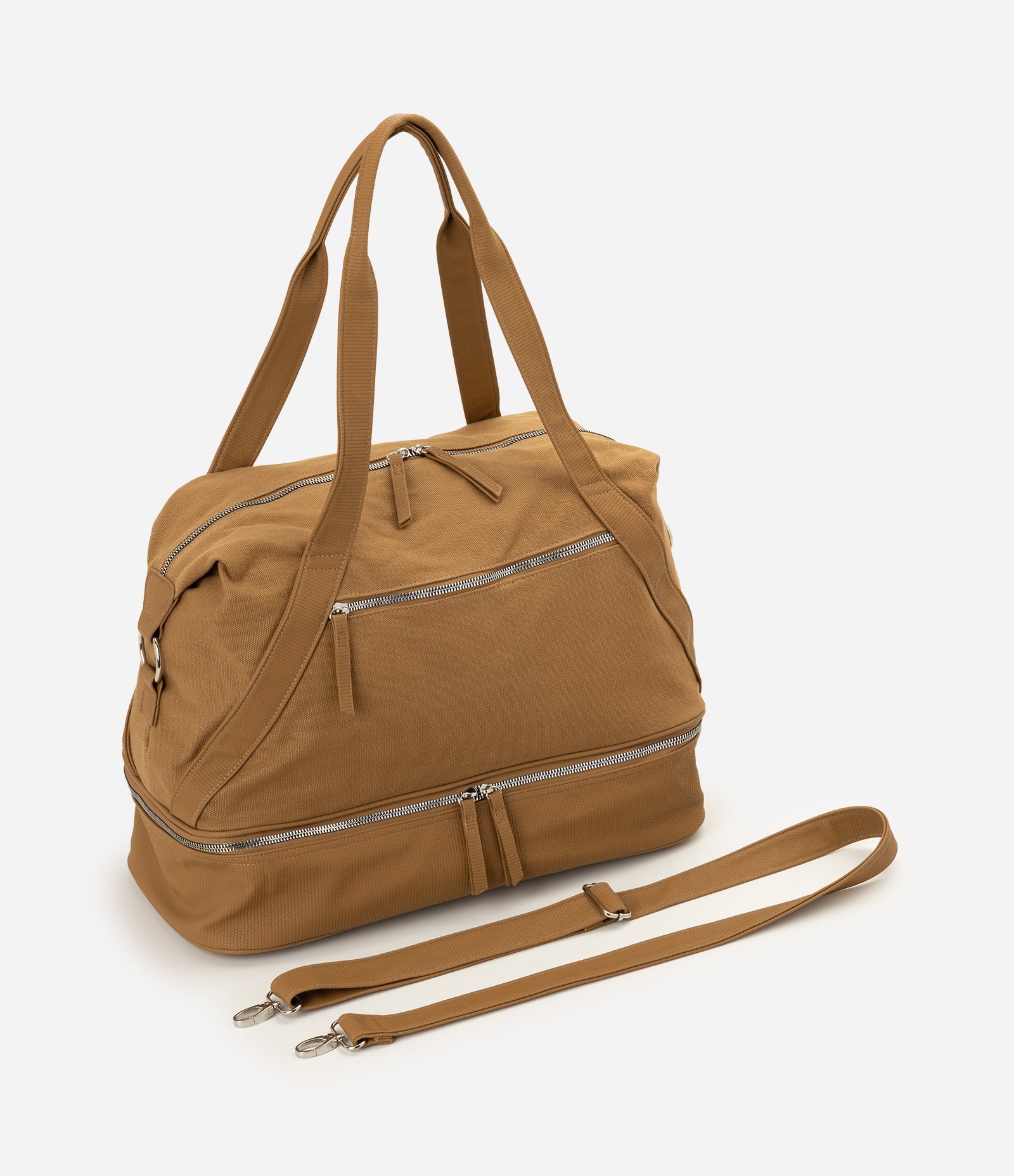 Bolsa Mala com Alça de Mão e Alça Longa Bege 4