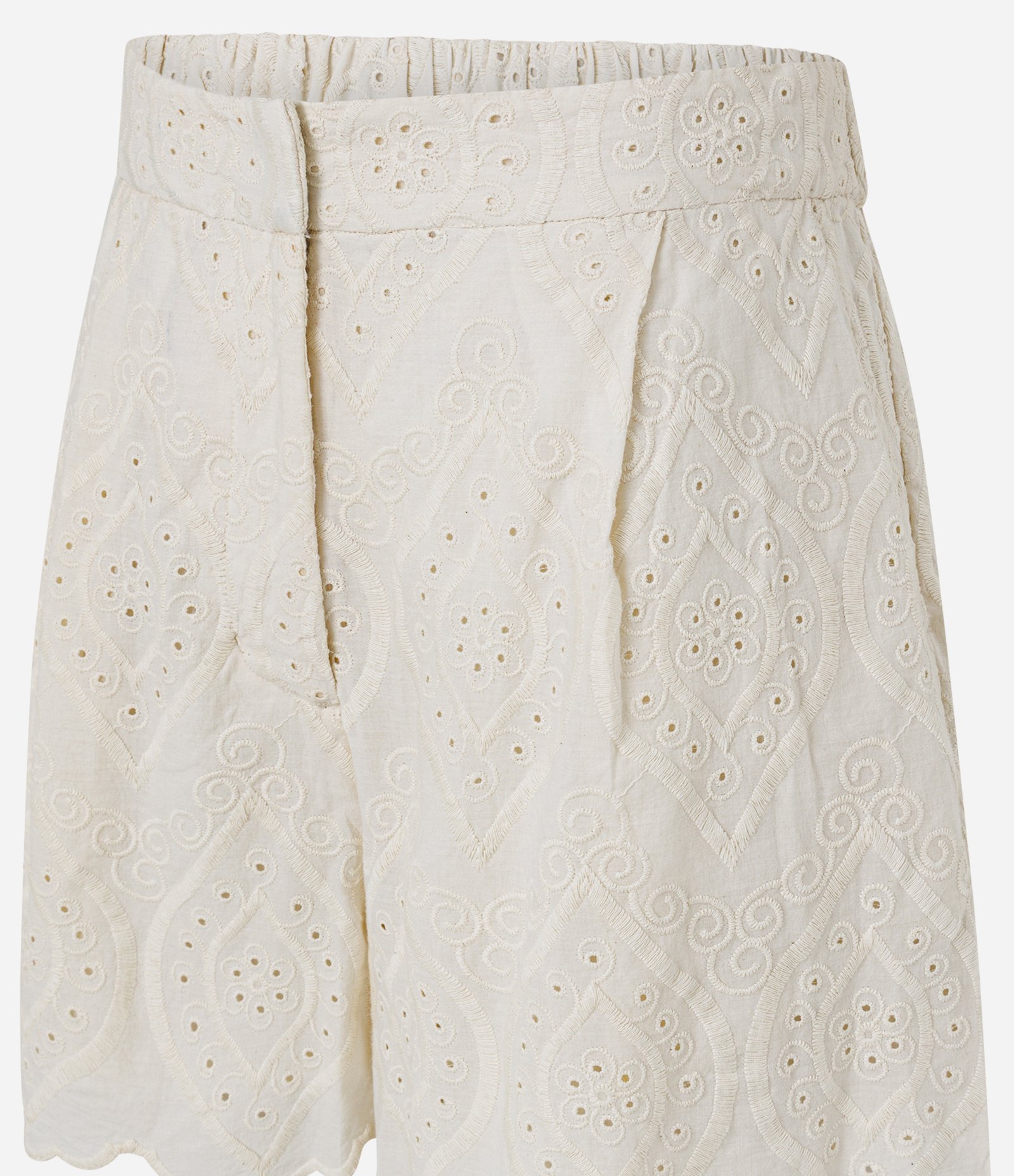 Short em Laise com Cós Alfaiatado Off White 2