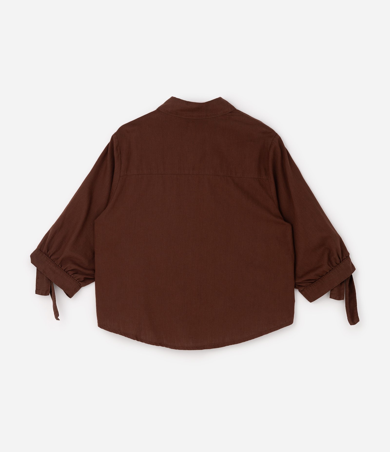 Camisa em Sarja com Amarração no Punho e Manga 7/8 Curve & Plus Size Marrom 6
