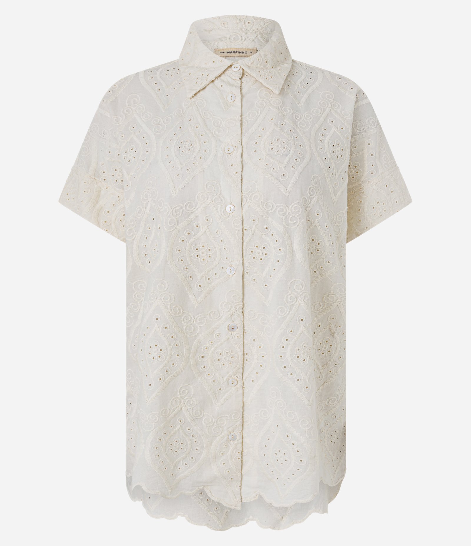 Blusa Oversized em Laise com Cava Deslocada Off White 5