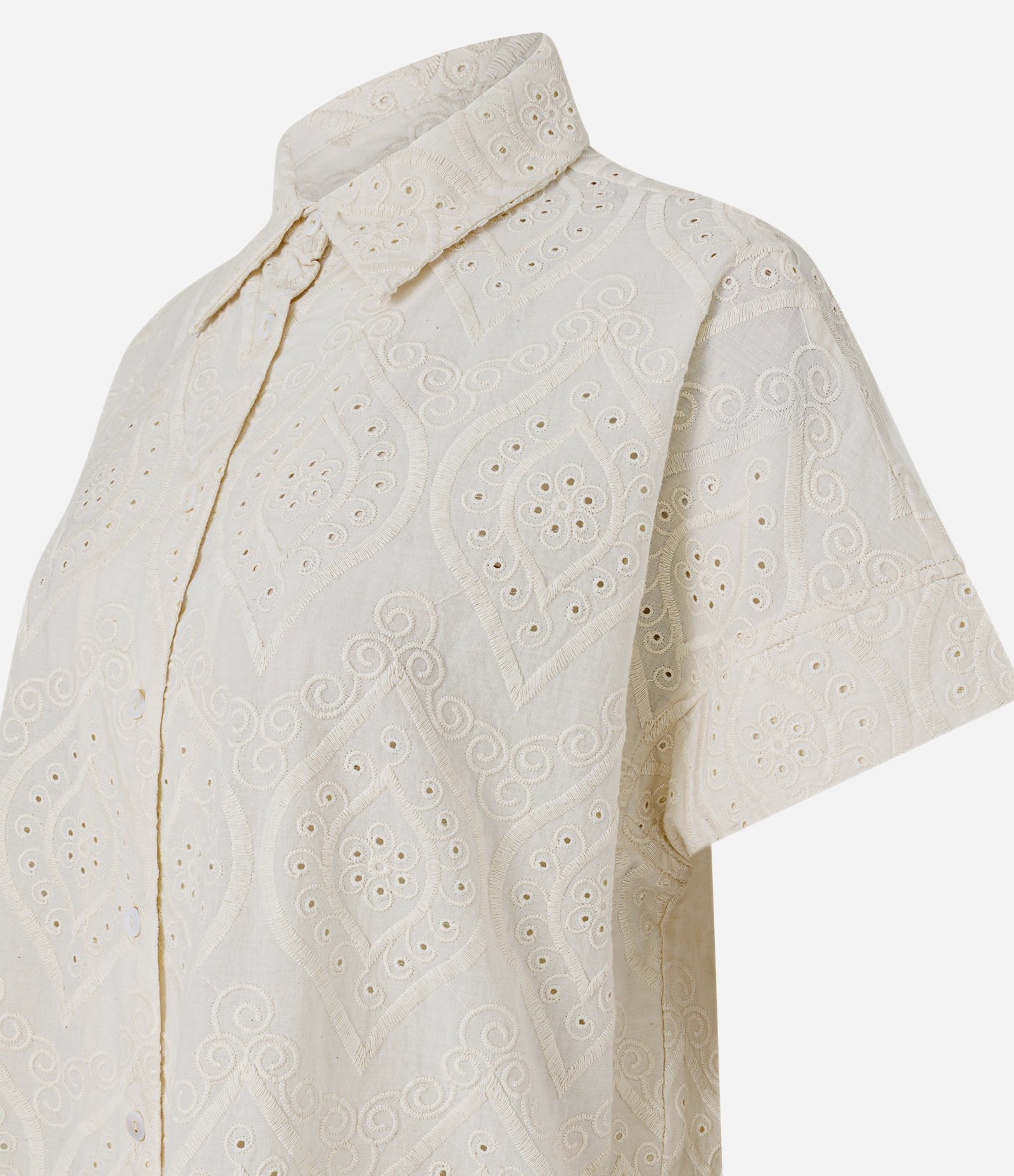 Blusa Oversized em Laise com Cava Deslocada Off White 6