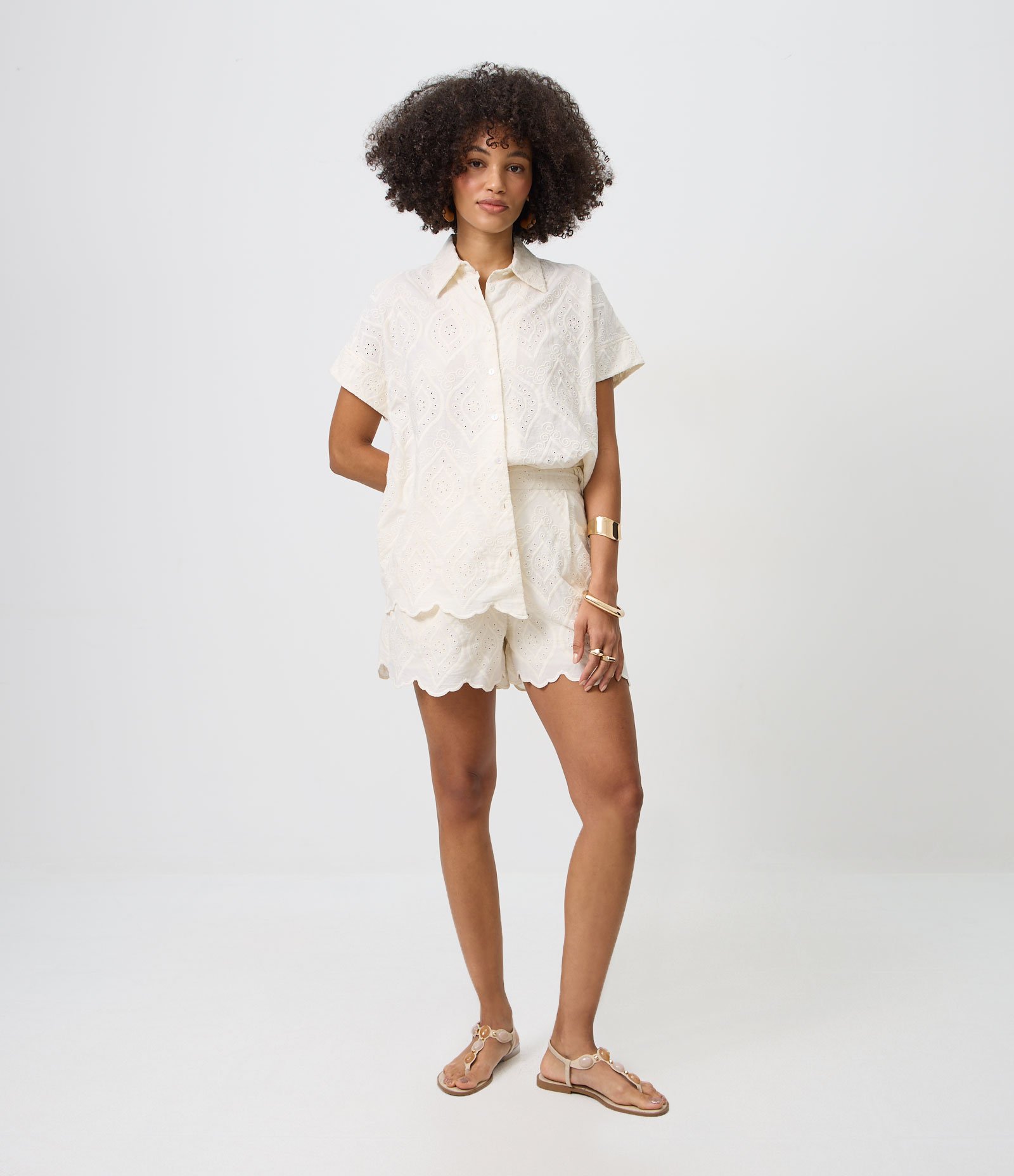 Blusa Oversized em Laise com Cava Deslocada Off White 2
