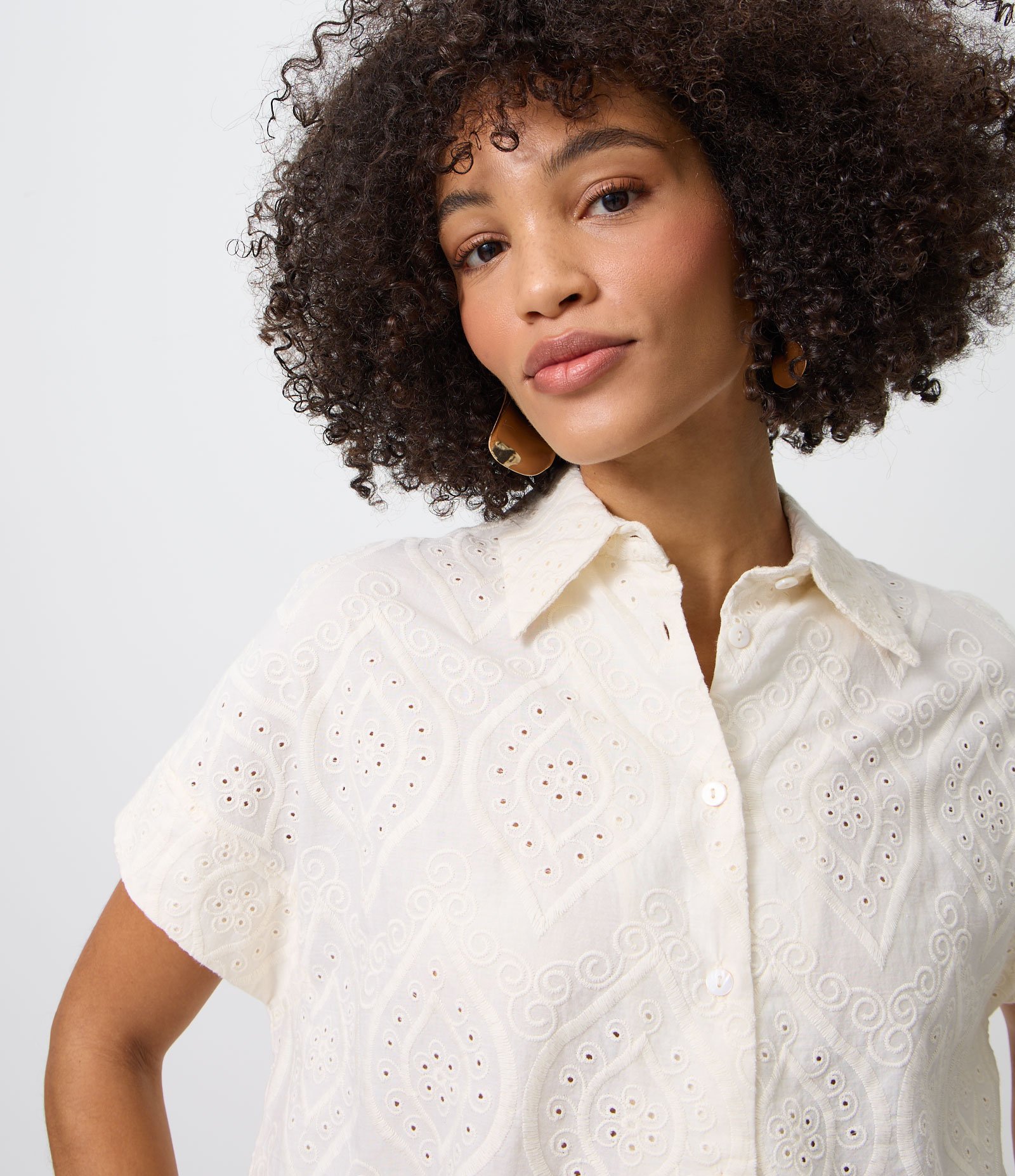Blusa Oversized em Laise com Cava Deslocada Off White 3