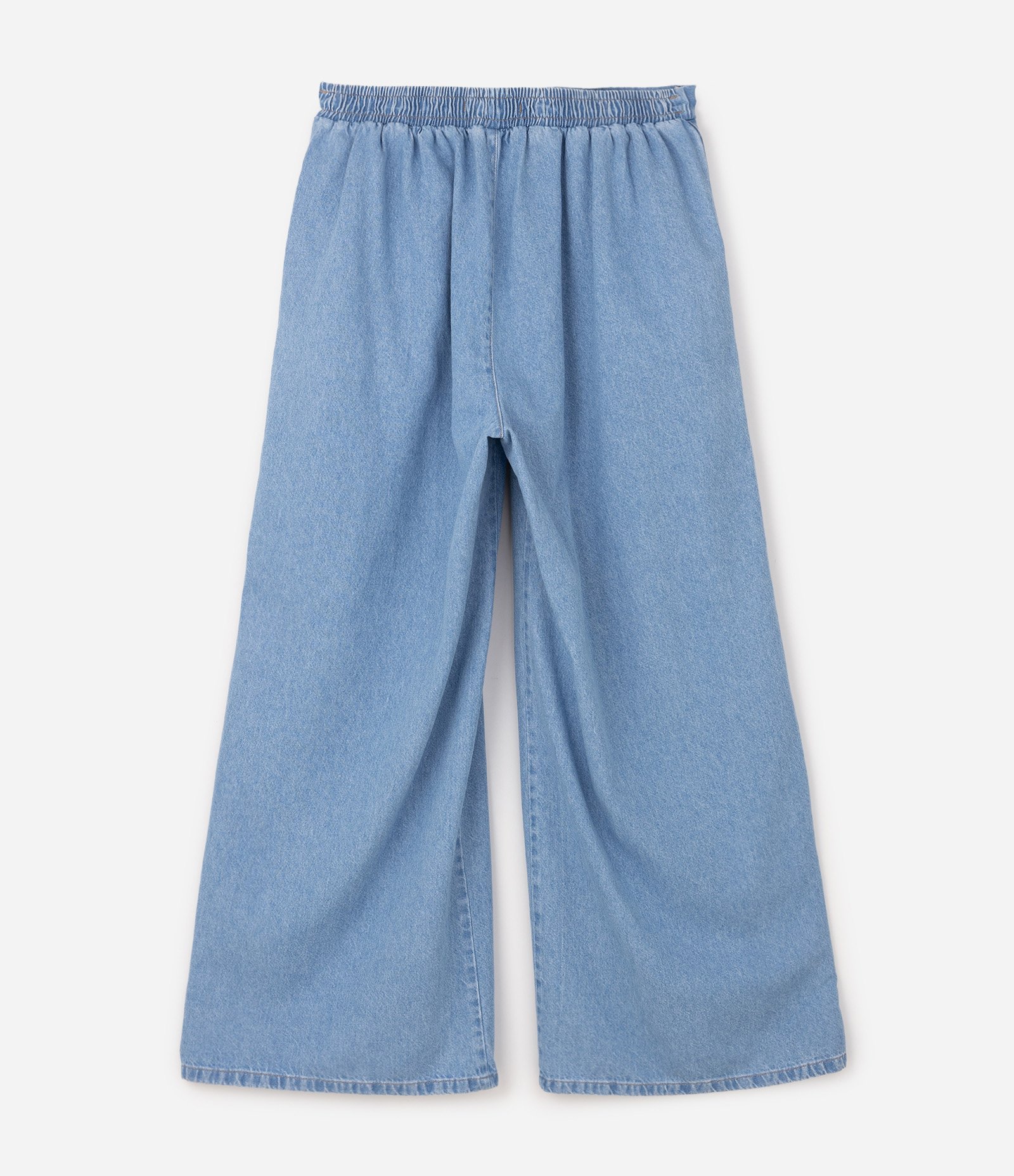 Calça Pantalona Jeans com Fendas Laterais Curve & Plus Size Azul 6
