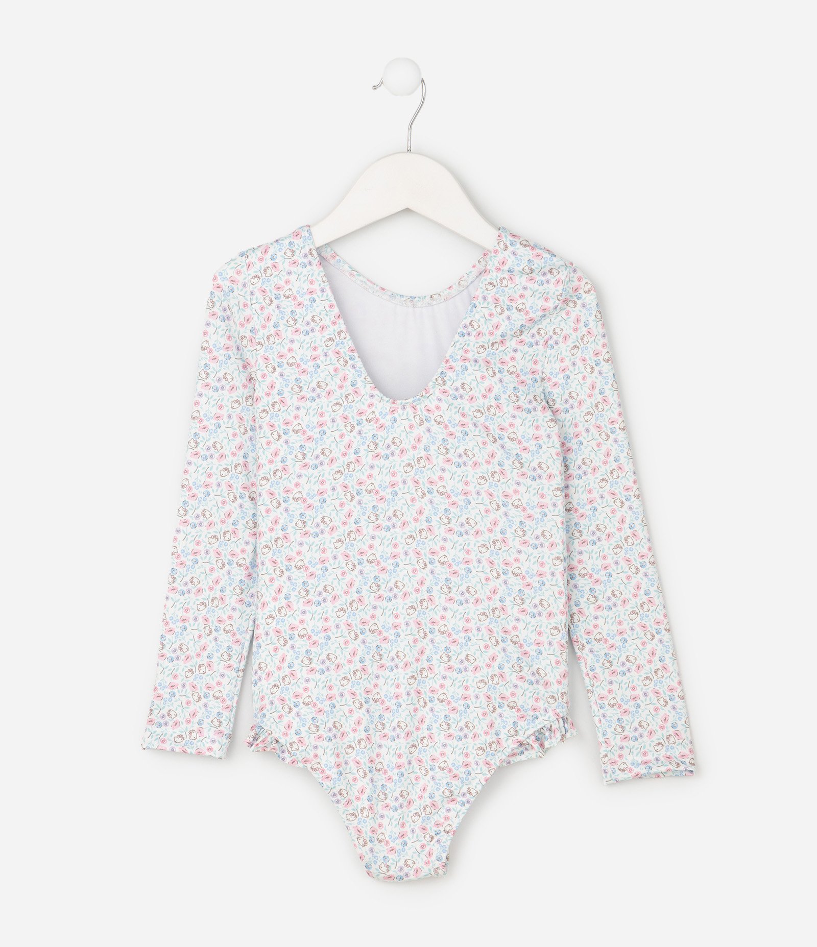 Maiô Infantil Hello Kitty Estampa Floral Liberty - Tam 1 a 6 Anos Branco 2