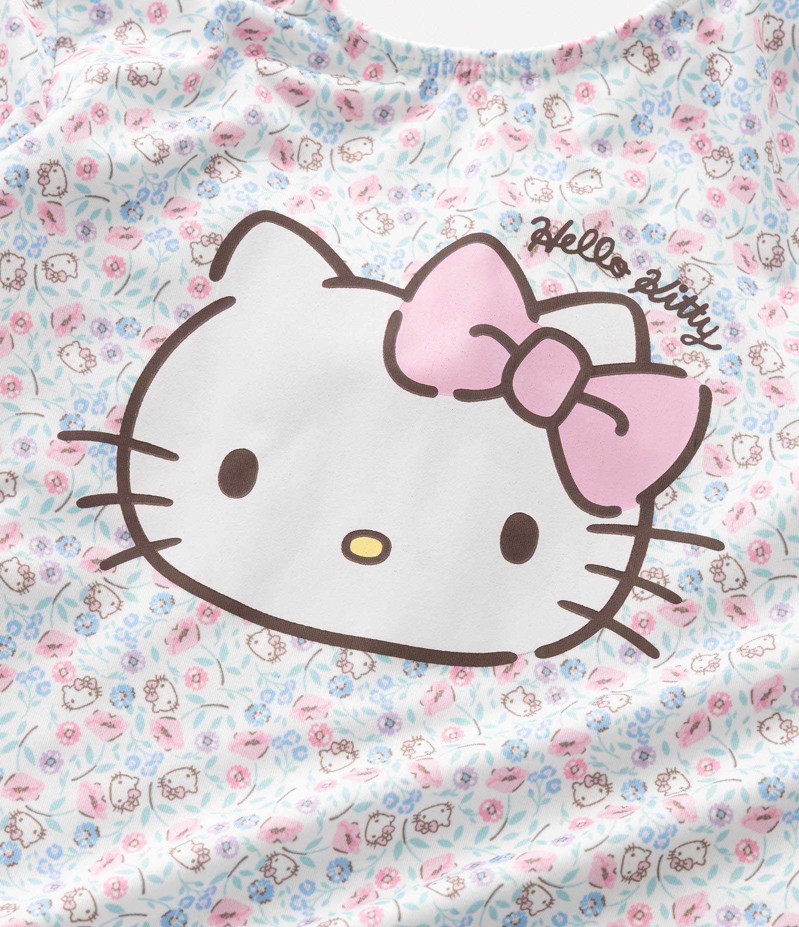 Maiô Infantil Hello Kitty Estampa Floral Liberty - Tam 1 a 6 Anos Branco 4