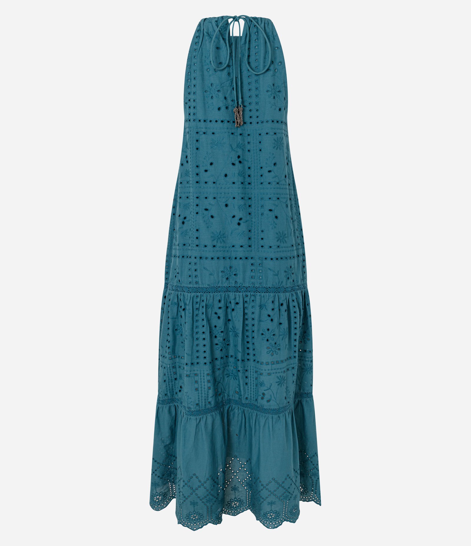 Vestido Longo em Laise com Amarração nas Costas Verde 3