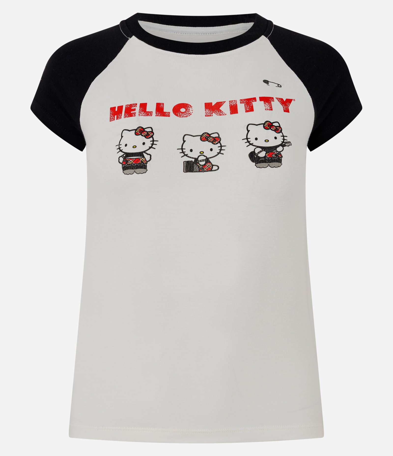 Camiseta Hello Kitty Raglan Estampa Frontal Branco 1