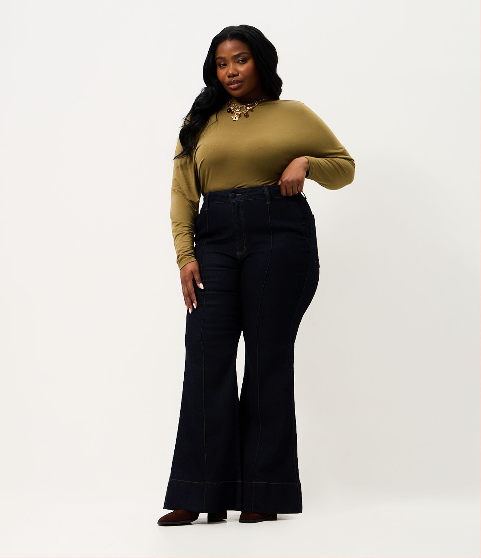 Calça Jeans Flare com Vinco Curve & Plus Size Azul 1