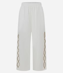 Calça Pantalona em Viscolinho com Recorte Vazado Lateral