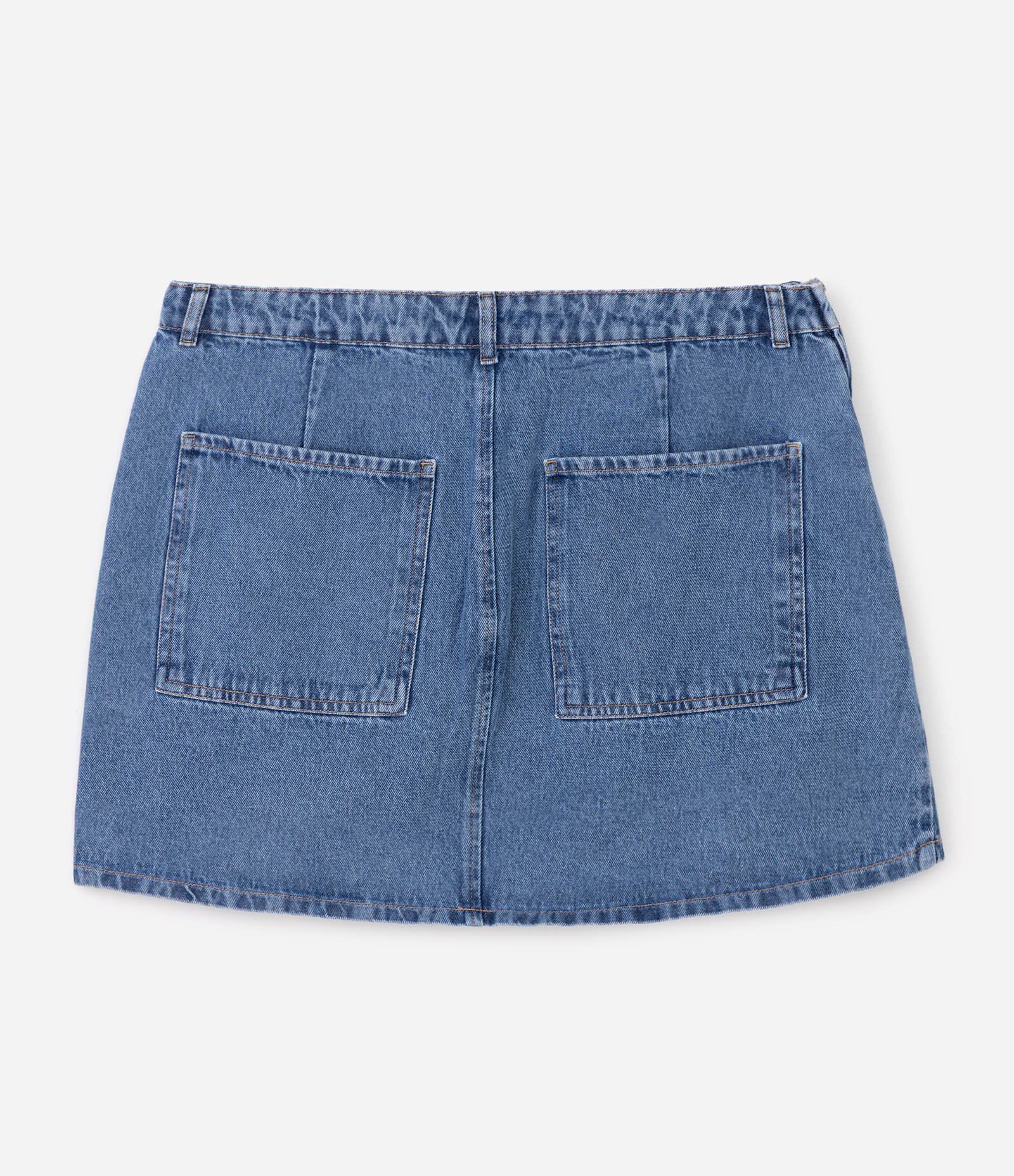 Saia Jeans Curta Com Pregas Frontais Curve & Plus Size Azul 7