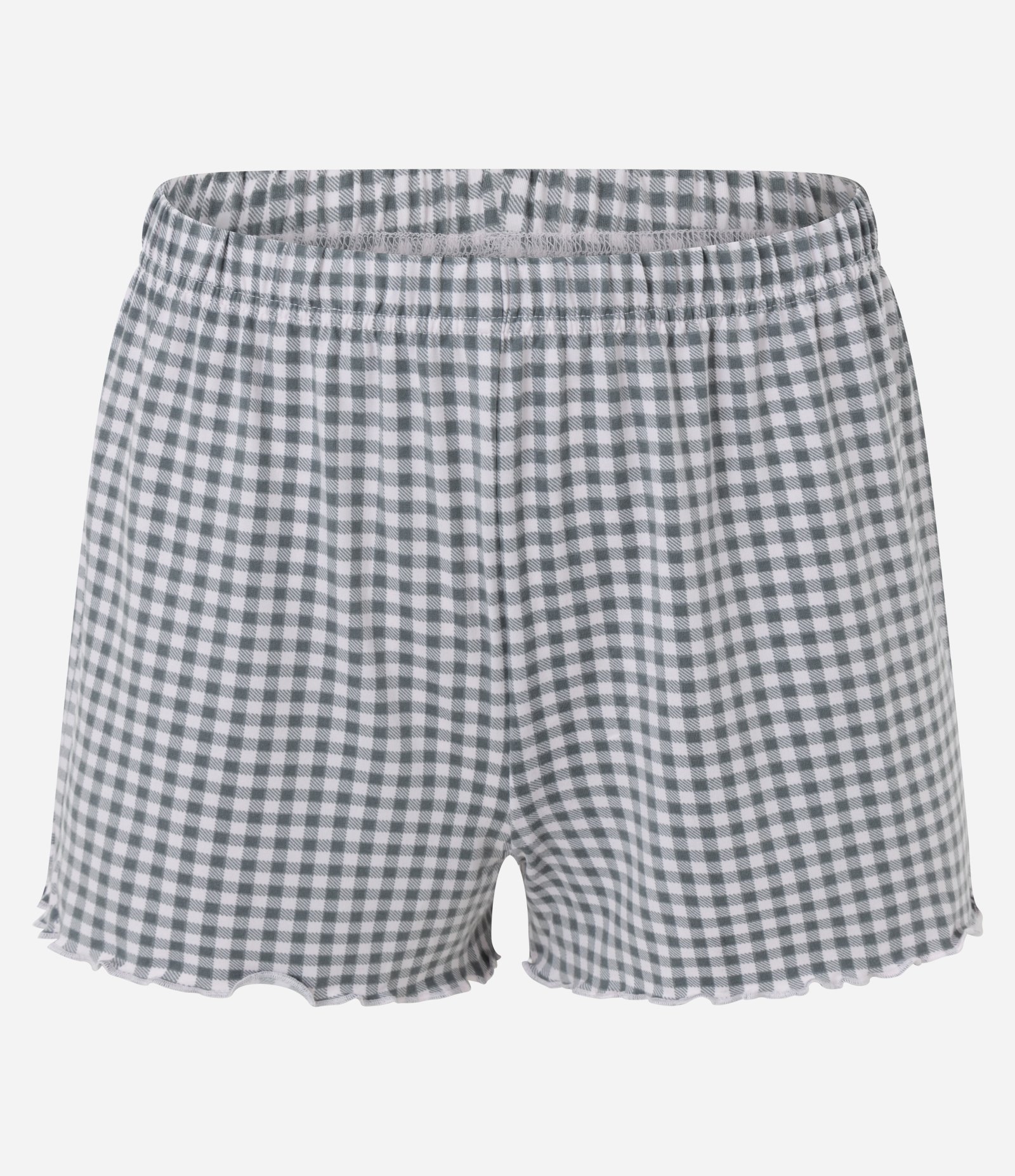 Pijama Curto em Peach Touch Xadrez com Franzido no Busto Verde 8