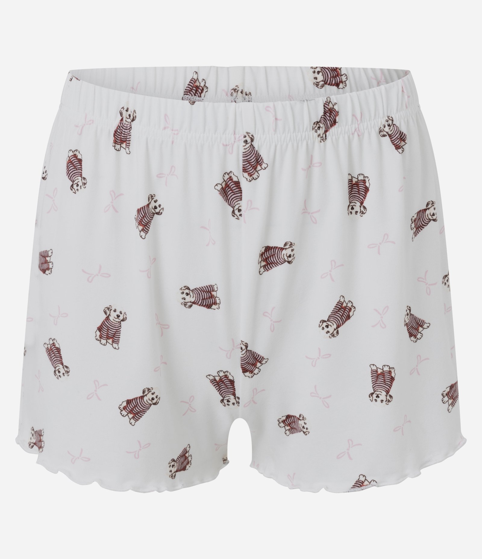 Pijama Curto em Peach Touch com Estampa de Cachorrinhos Branco 8