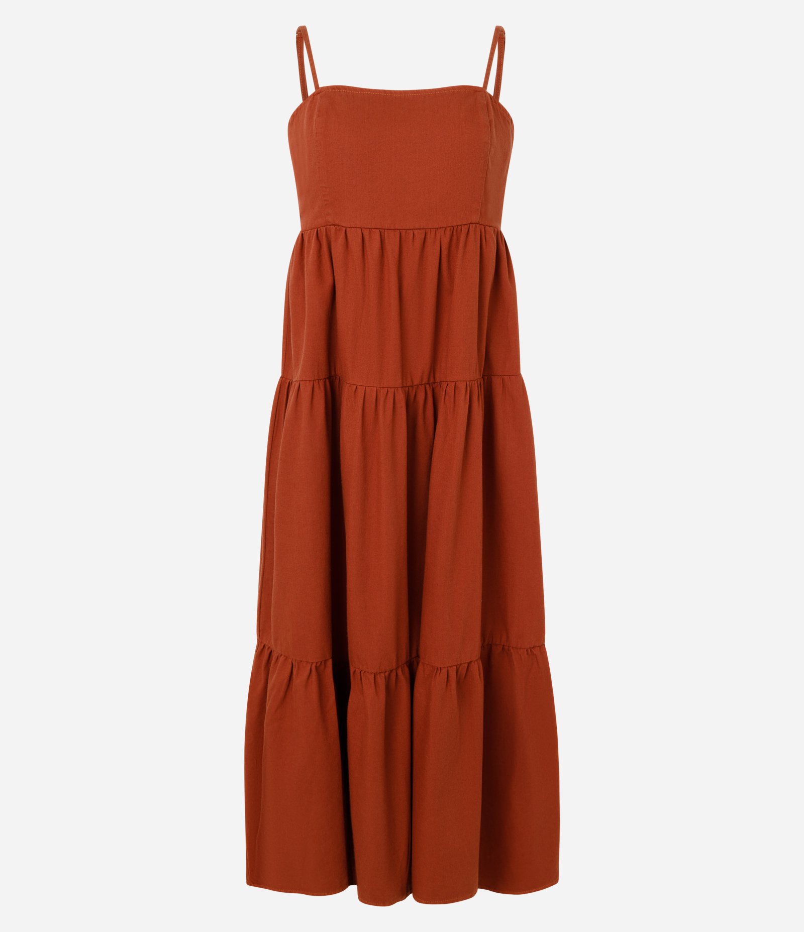 Vestido Midi em Sarja com Alças Finas Vermelho 1