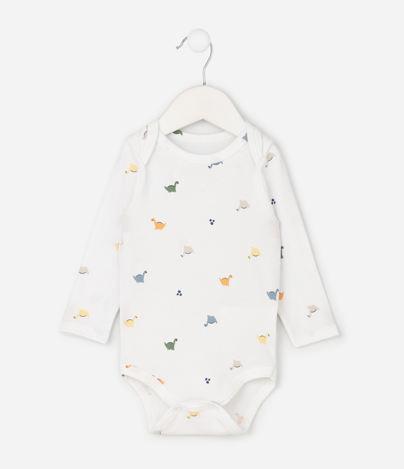 Body Bebê com Estampa Dinossauro – Tam RN a 18 Meses Branco 2