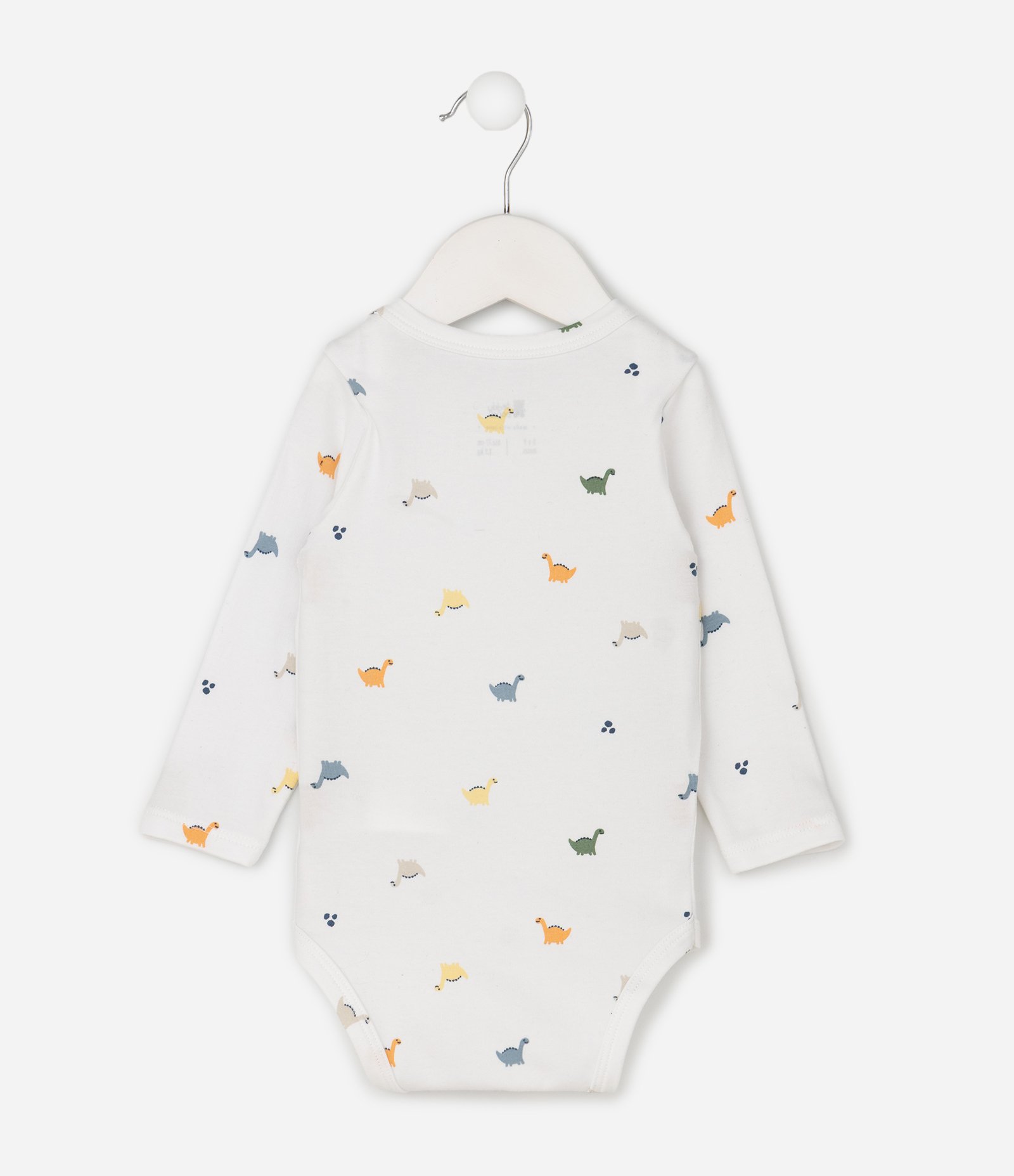 Body Bebê com Estampa Dinossauro – Tam RN a 18 Meses Branco 3