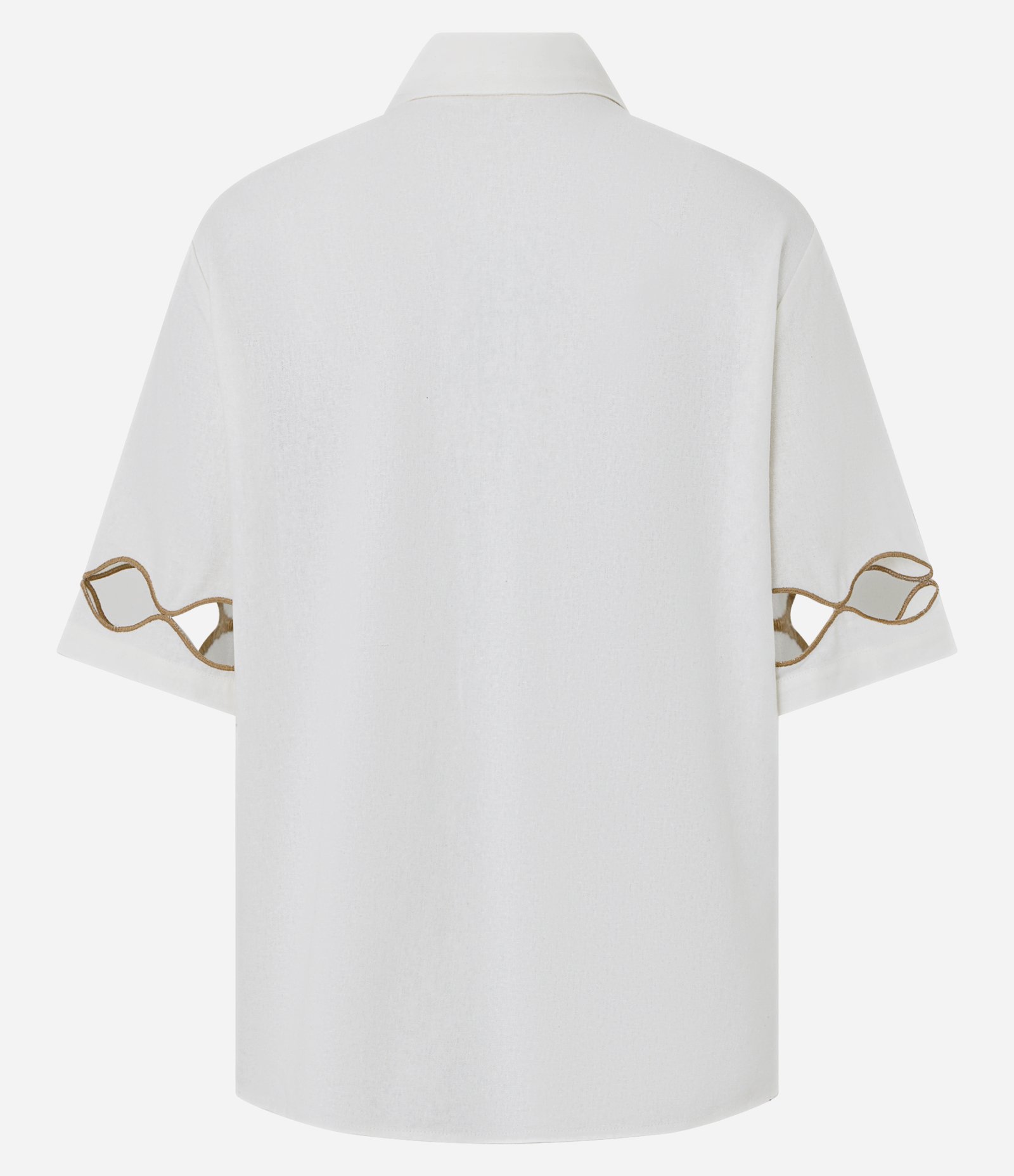 Camisa em Viscolinho com Vista Coberta e Detalhe nas Mangas Branco 7