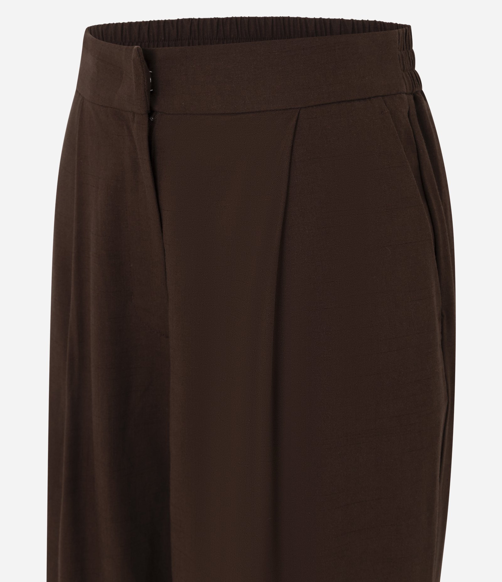 Calça Wide Leg em Viscolinho com Cós Elástico Marrom 7