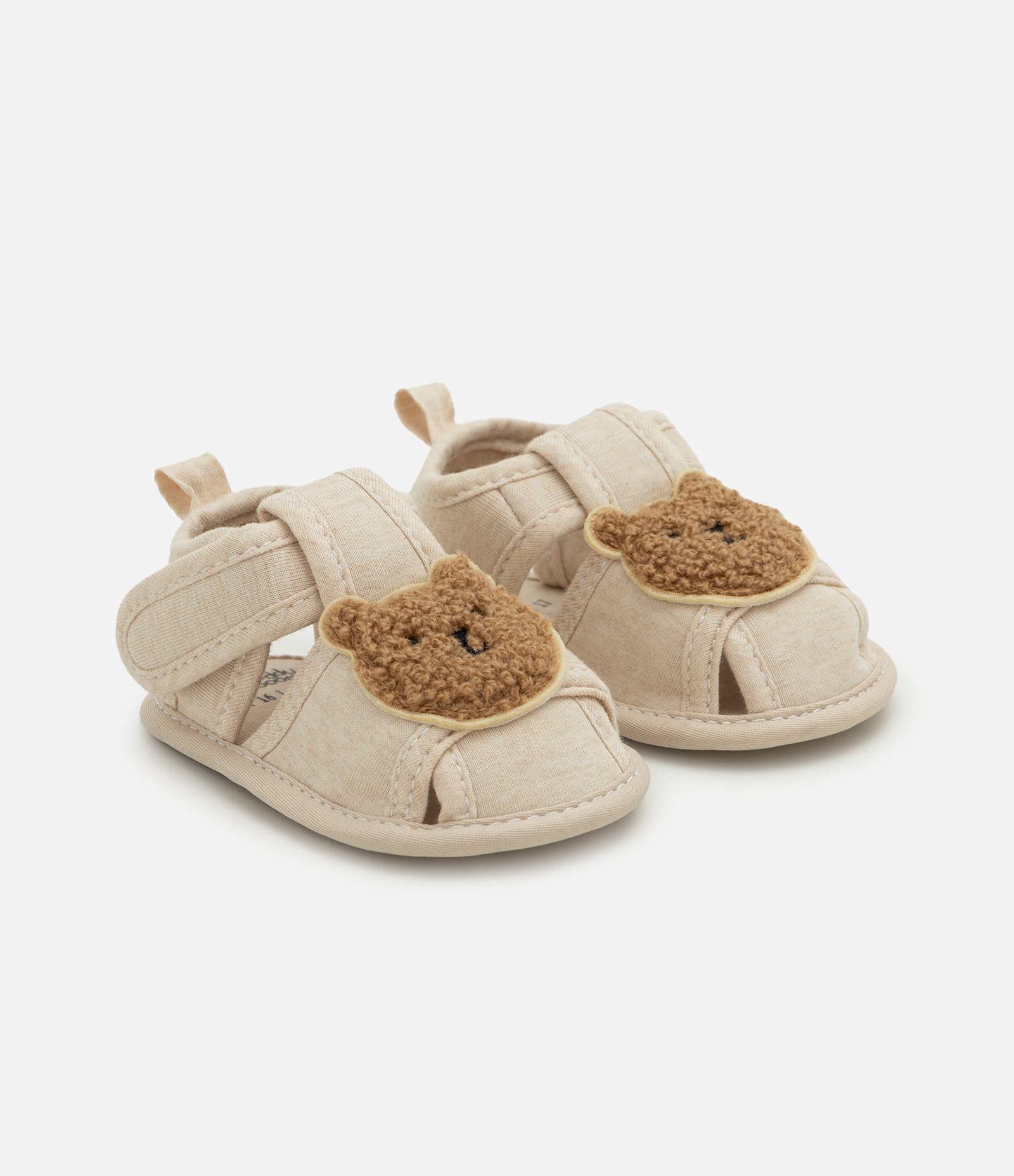 Sandália Infantil Teddy Boom com Aplique de Ursinho e Fechamento em Velcro Tam 15 ao 19 Bege 1