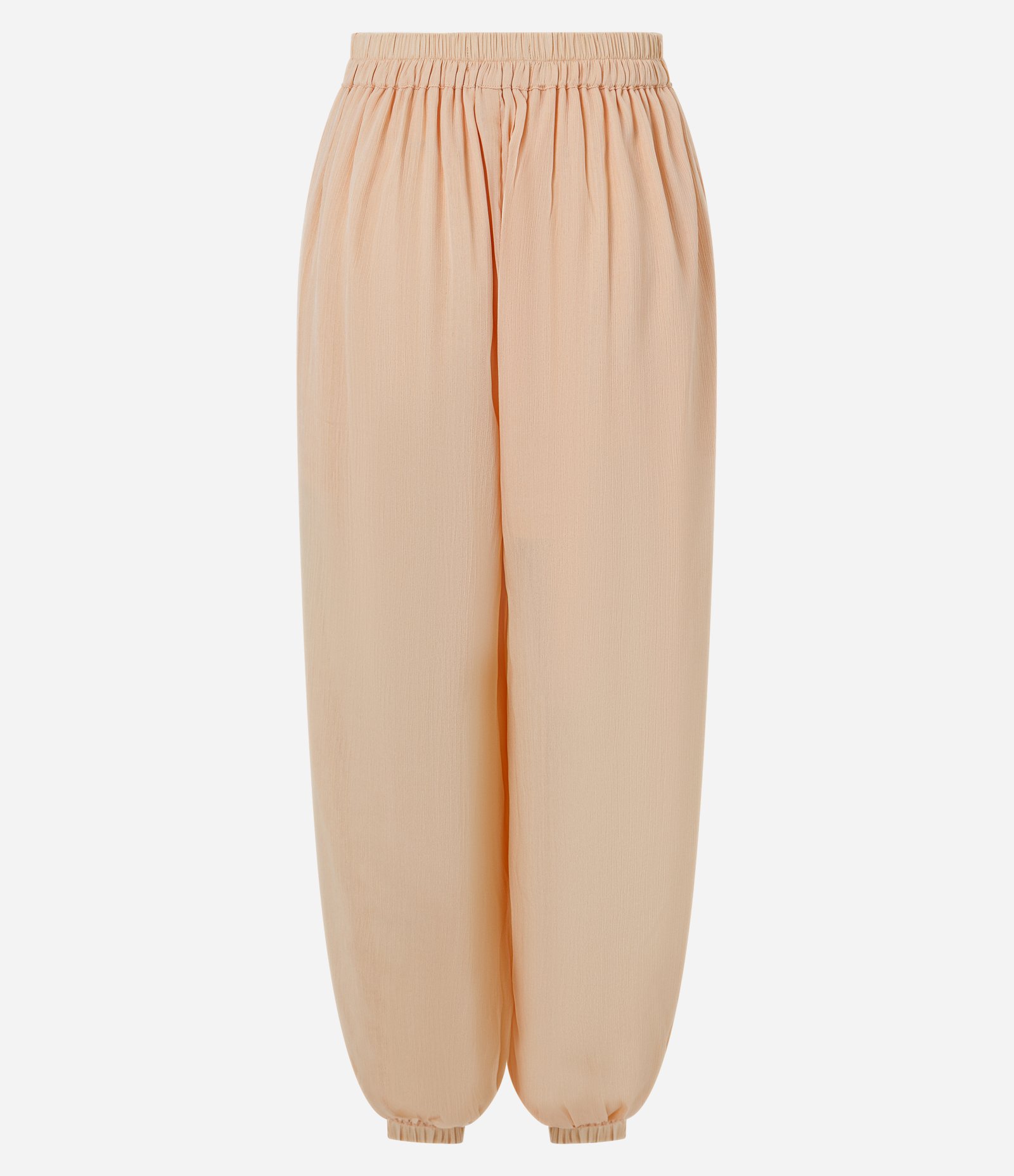Calça Balloon em Viscose Texturizada com Cintura Alta e Barra Ajustada Bege 3