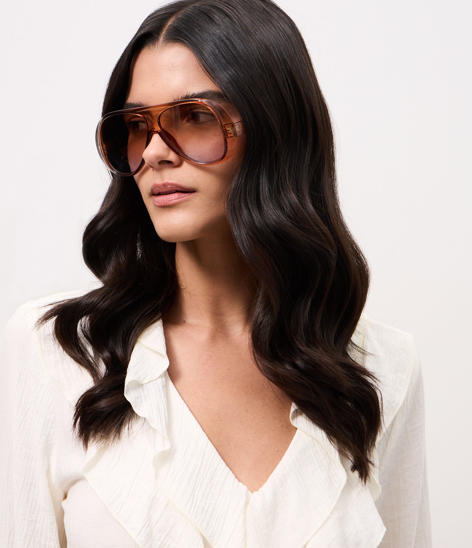 Óculos de Sol Aviador com Lentes Degradê Marrom 1