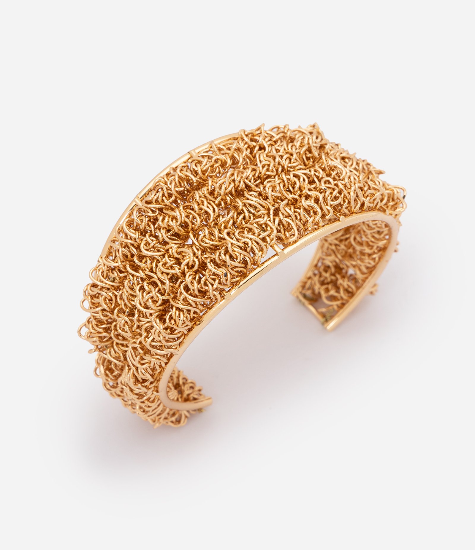 Bracelete Rígido em Metal com Detalhe Aramado Dourado 1