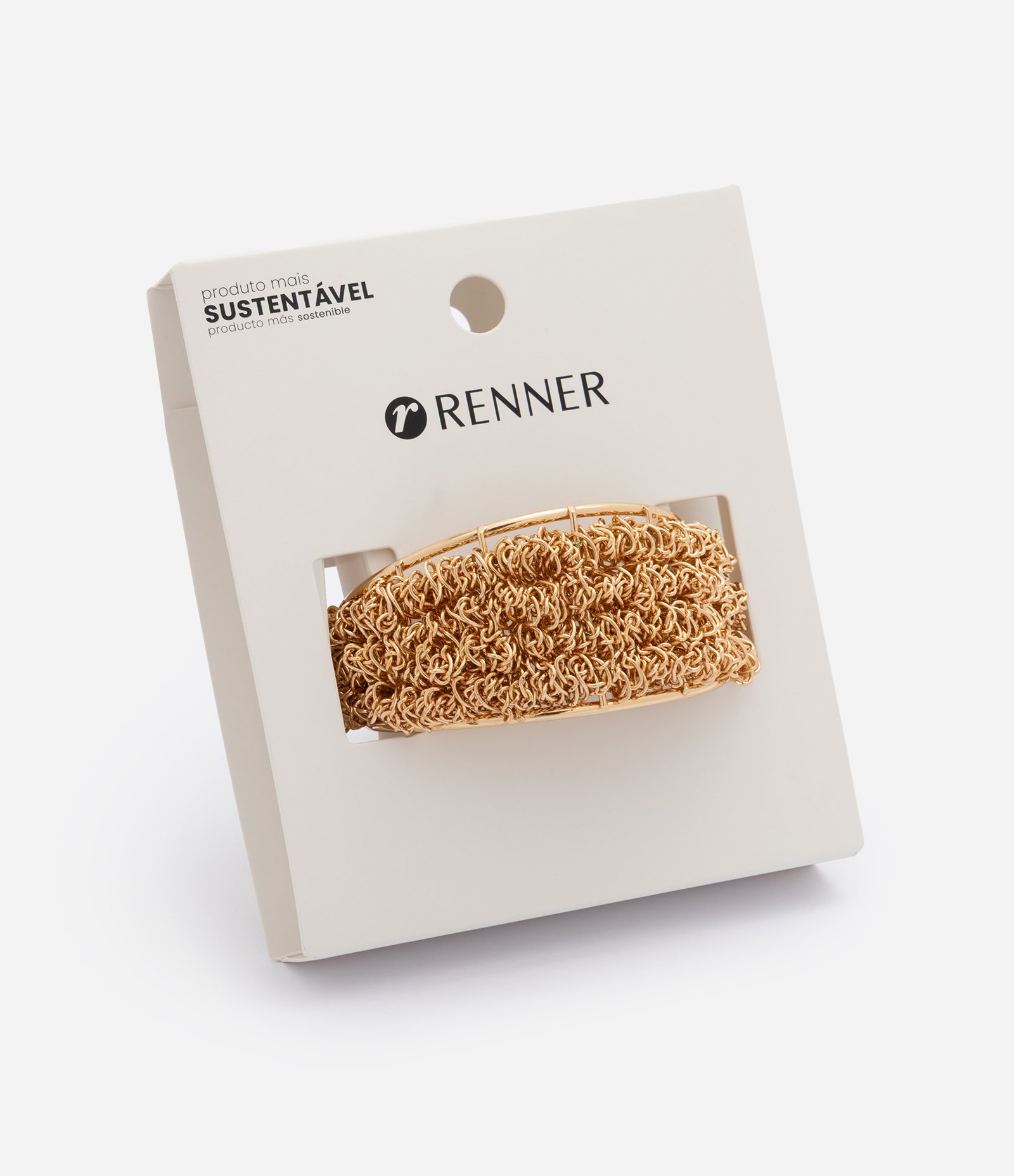 Bracelete Rígido em Metal com Detalhe Aramado Dourado 3