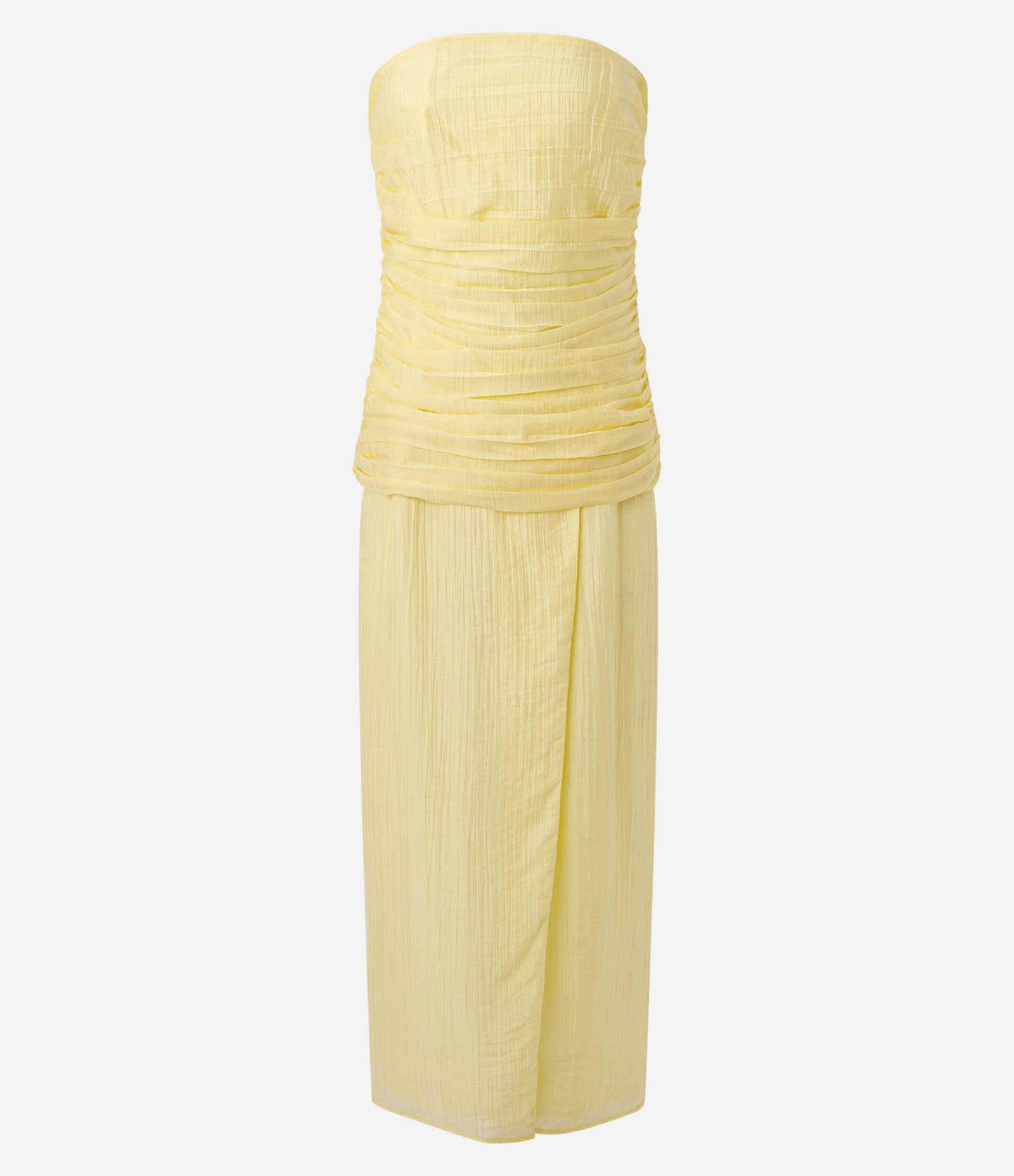 Vestido Long Midi com Fenda e Detalhe Drapeado Amarelo 6