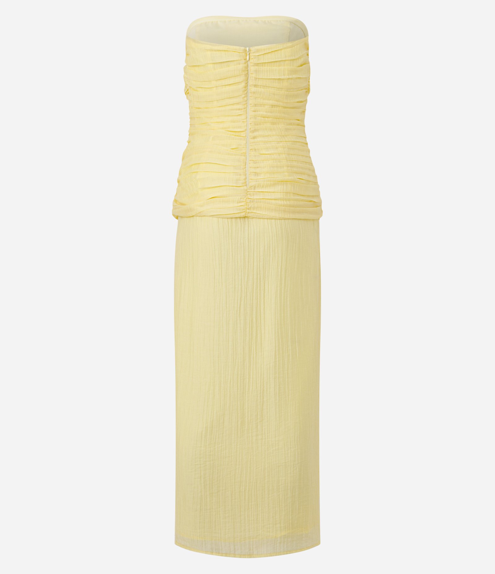 Vestido Long Midi com Fenda e Detalhe Drapeado Amarelo 9