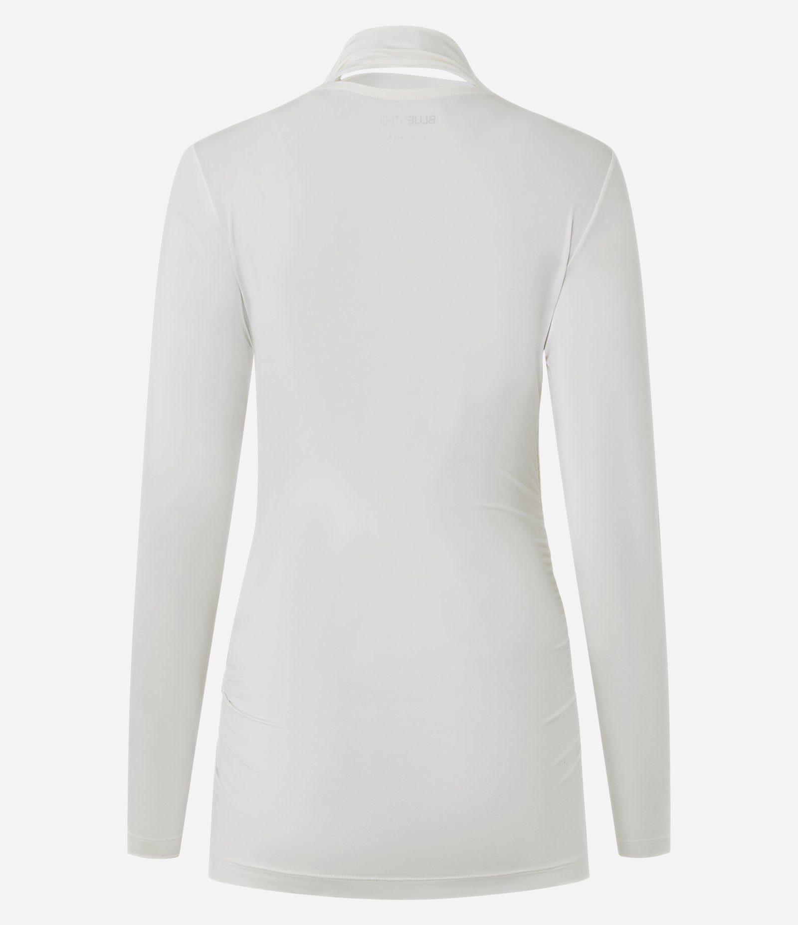 Blusa Franzida em Microfibra com Decote V e Gola Laço Branco 6