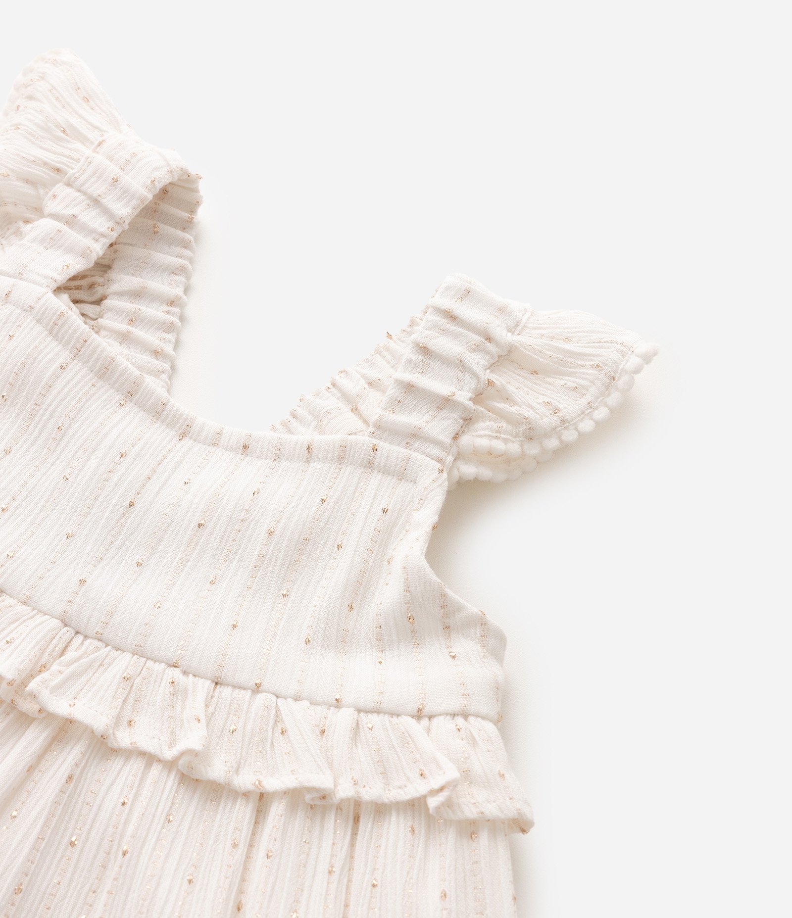 Vestido Infantil Detalhe em Babados e Alças Cruzadas - Tam 1 a 6 Anos Branco 4