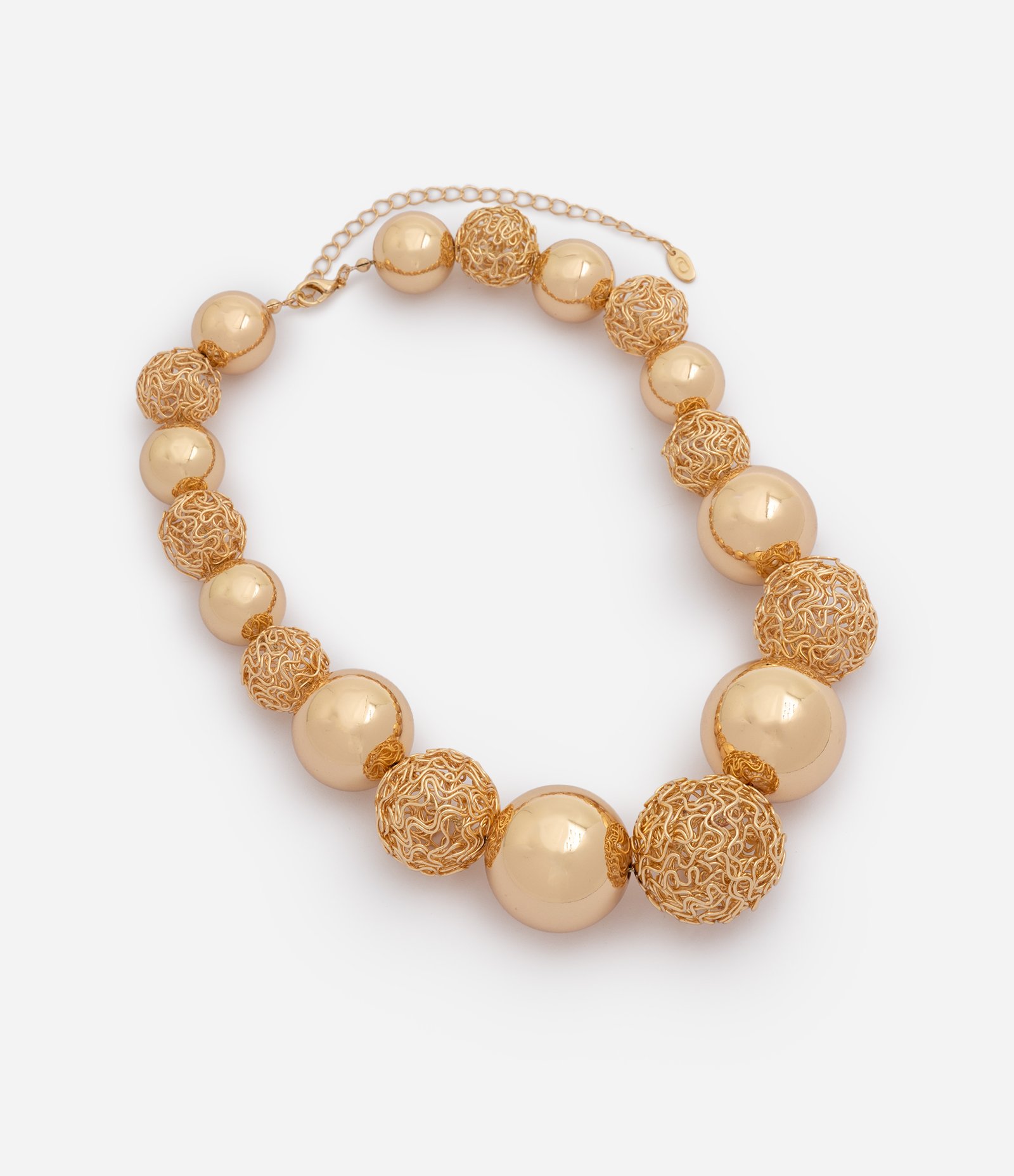 Colar Maxi em Metal com Esferas Grandes Dourado 2