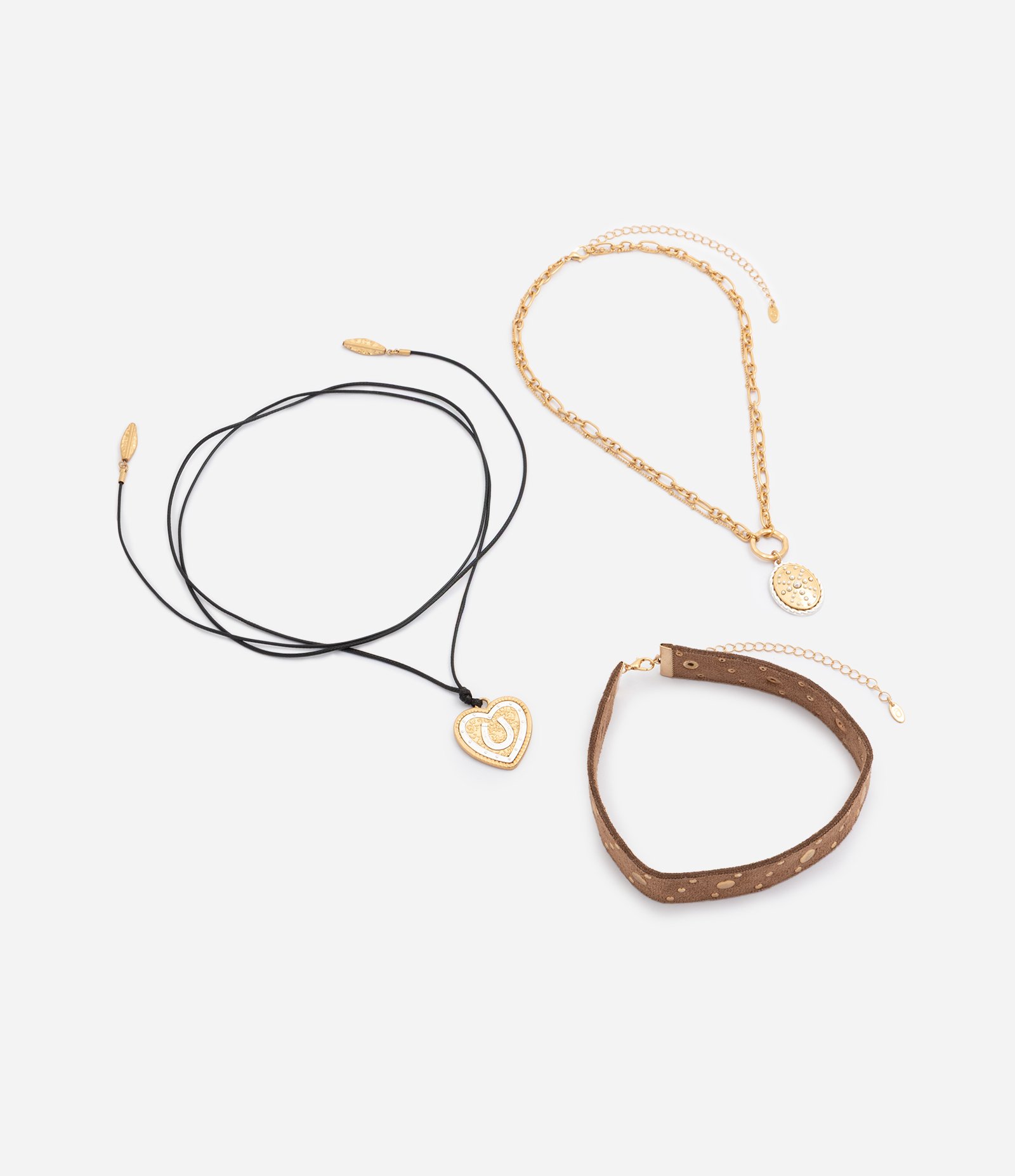 Conjunto de Colar com Designs Variados Pingentes Metálicos Multicores 2