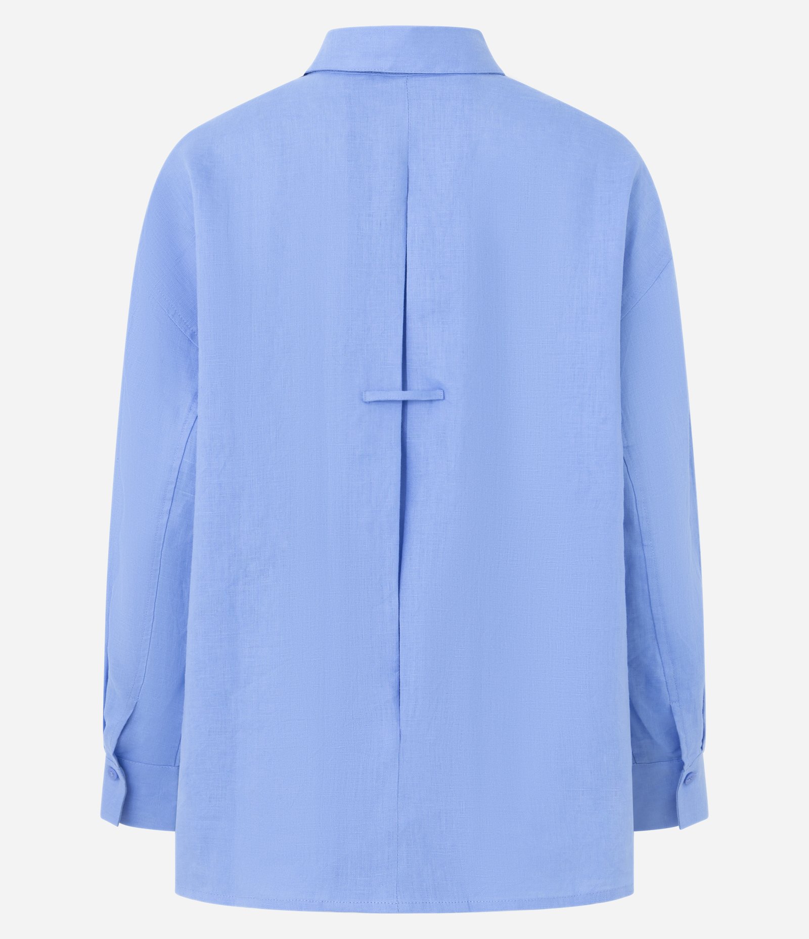Camisa Oversized em Linho com Vista Escondida Azul Claro 2