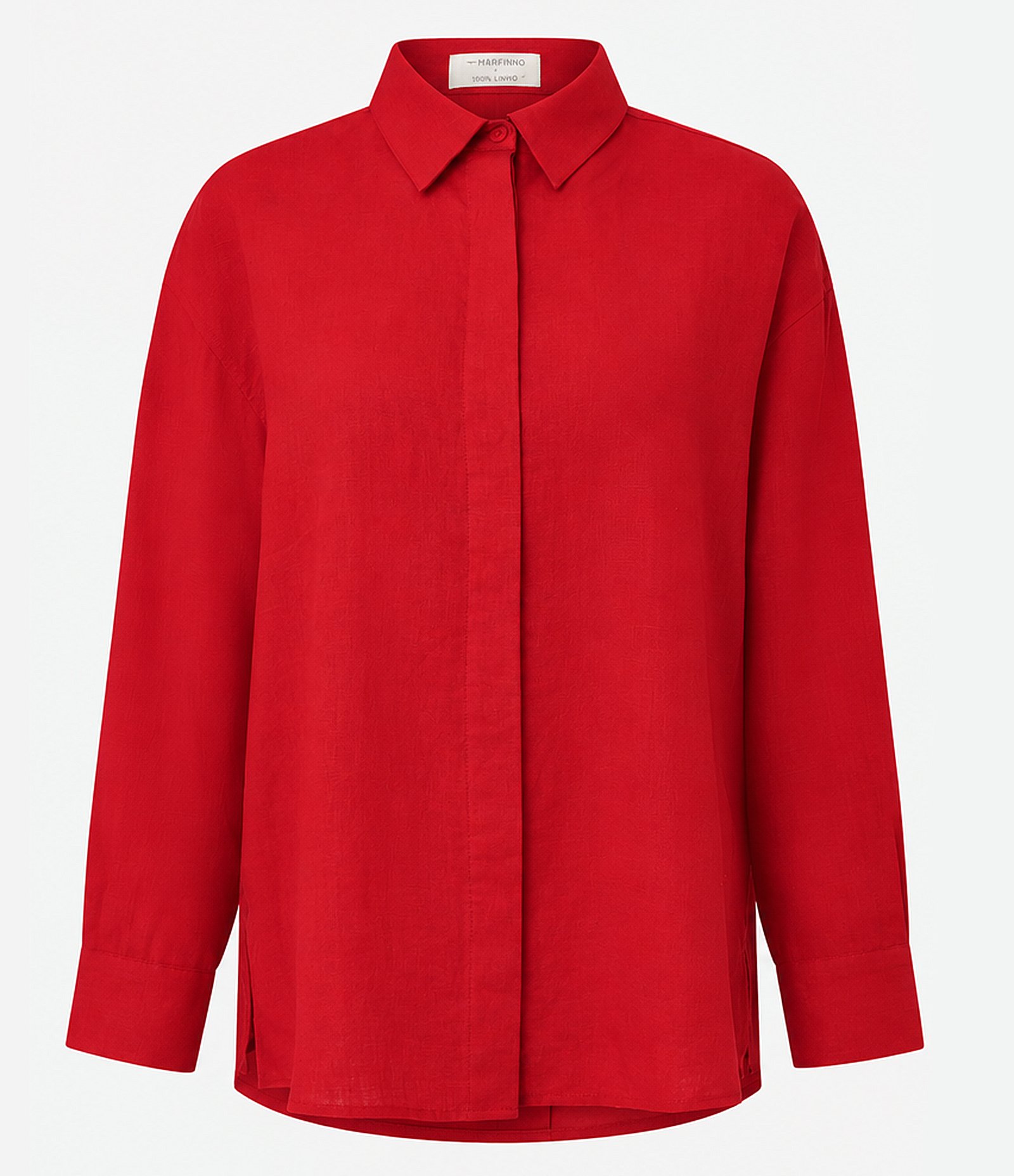 Camisa Oversized em Linho com Vista Escondida Vermelho 1
